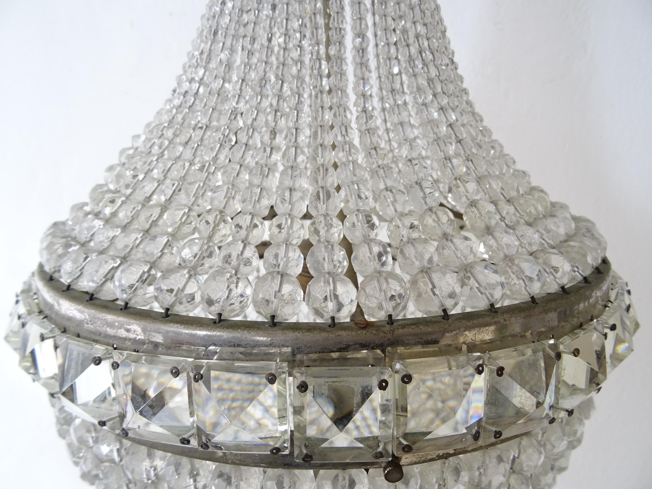 Early 20th Century Big Crystal Beaded Empire Dome Chandelier circa 1900 For Sale