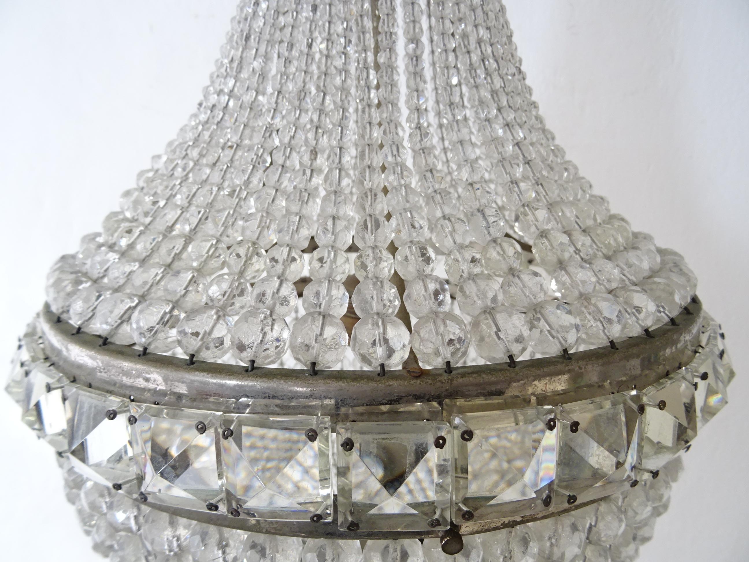 Großer Kristall Perlen Empire Dome Kronleuchter um 1900 (Frühes 20. Jahrhundert) im Angebot
