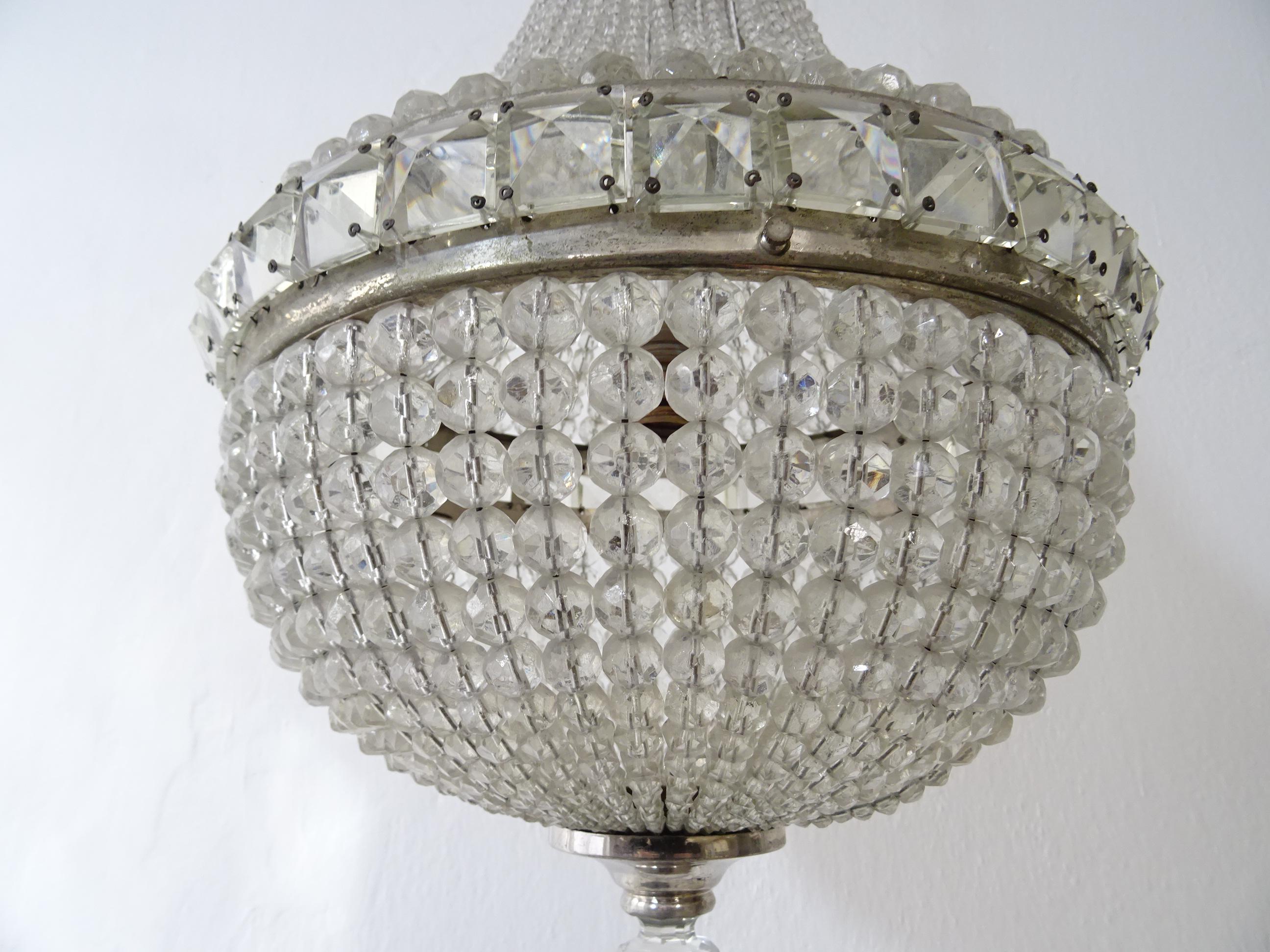 Big Crystal Beaded Empire Dome Chandelier circa 1900 For Sale 1