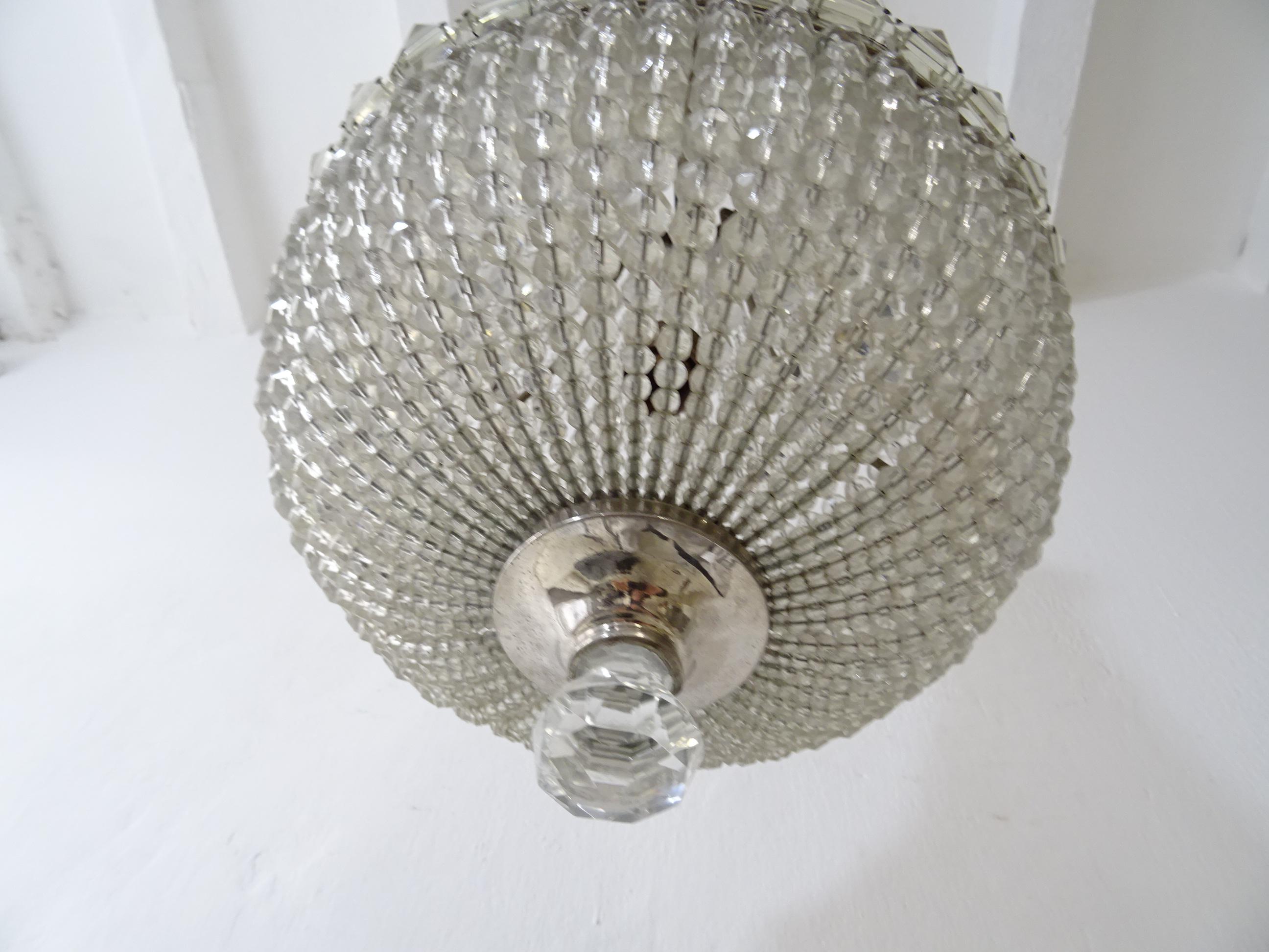 Big Crystal Beaded Empire Dome Chandelier circa 1900 For Sale 2
