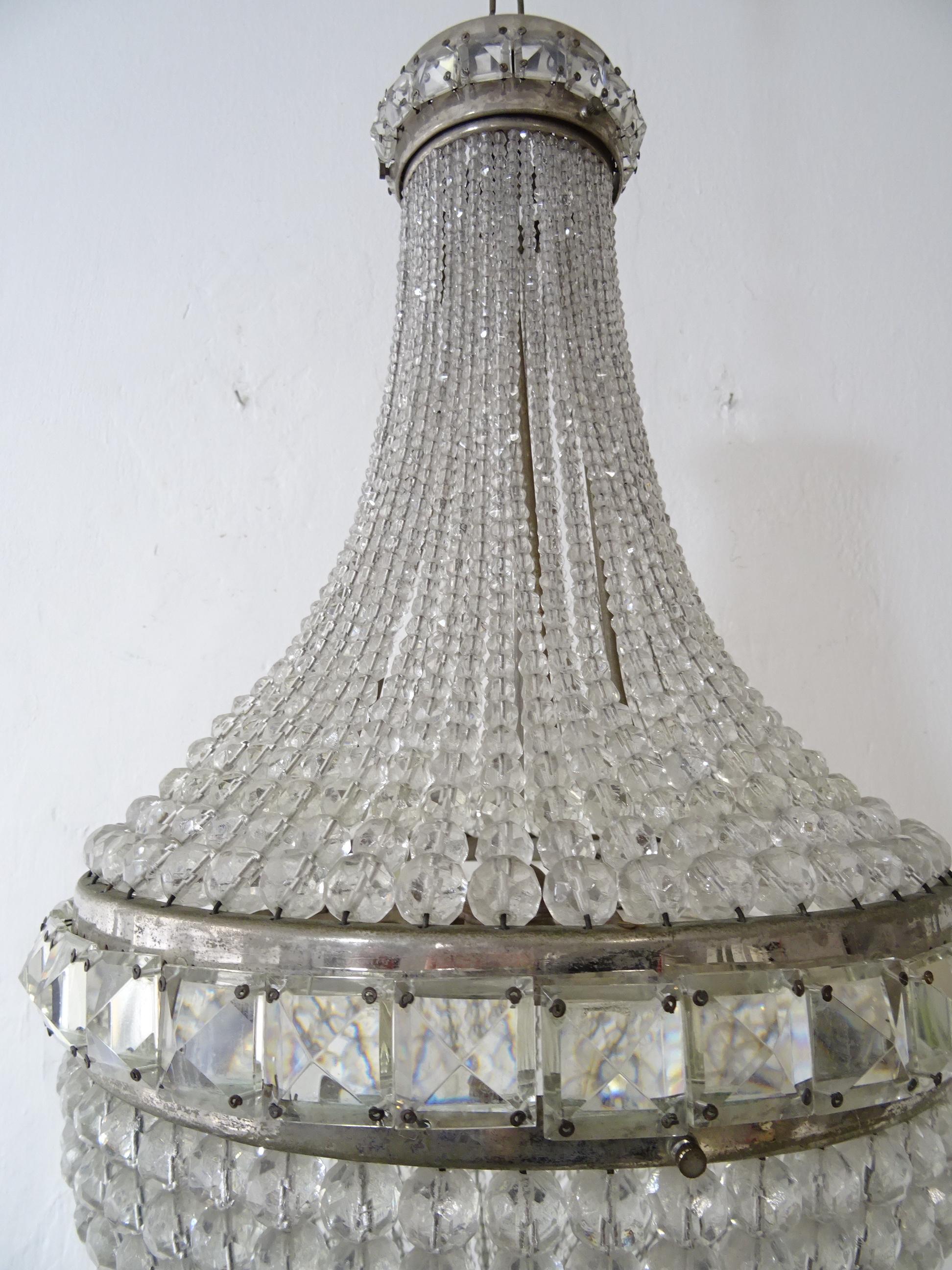 Big Crystal Beaded Empire Dome Chandelier circa 1900 For Sale 4