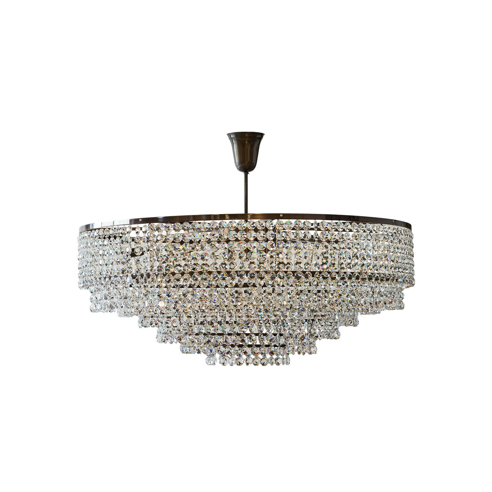 Mid-Century Modern Big Crystal Chandelier in the Style of the 1960ies Re Edition For Sale
