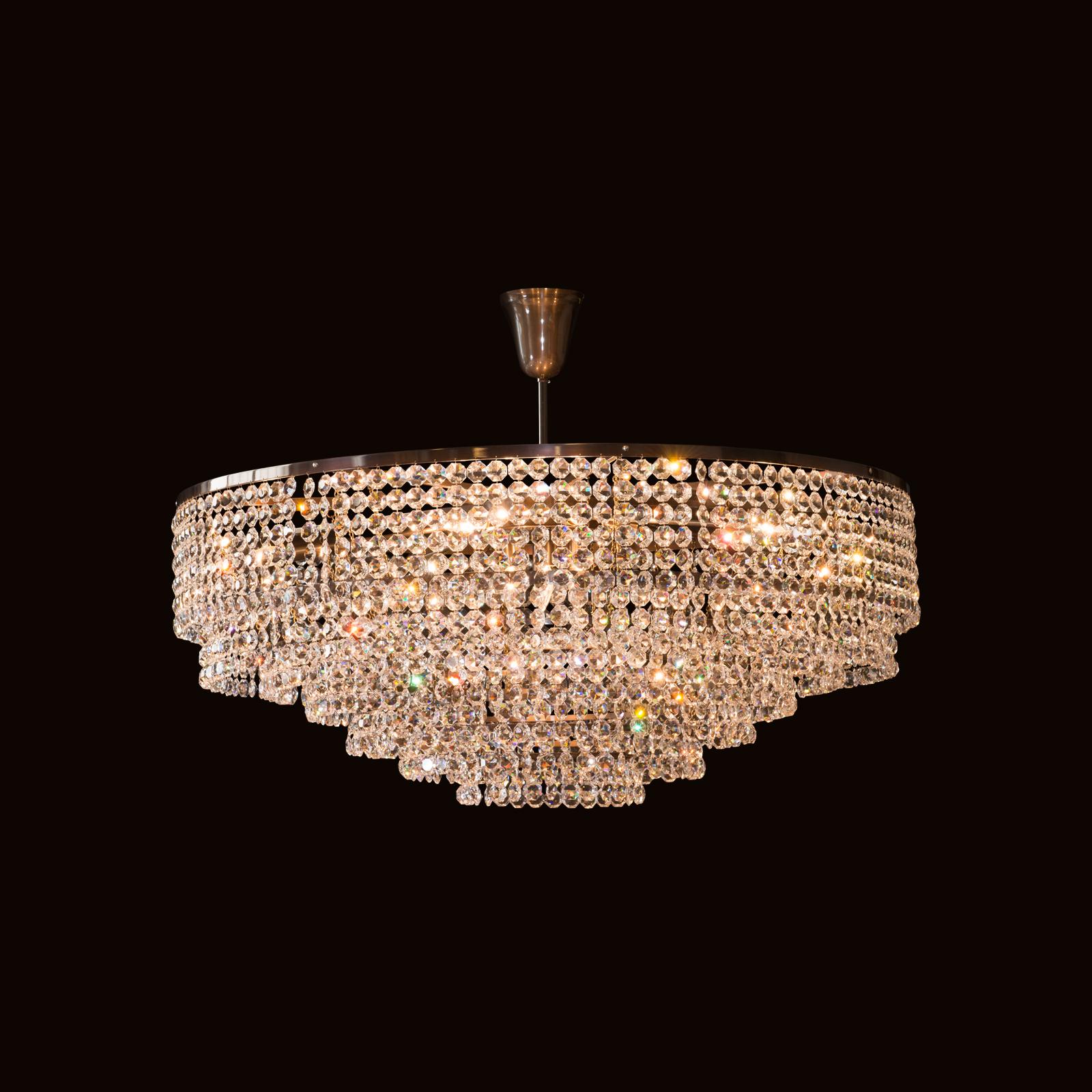 Hand-Crafted Big Crystal Chandelier in the Style of the 1960ies Re Edition For Sale
