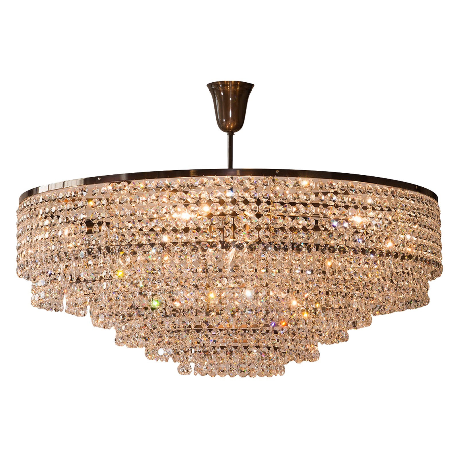 Big Crystal Chandelier in the Style of the 1960ies Re Edition For Sale