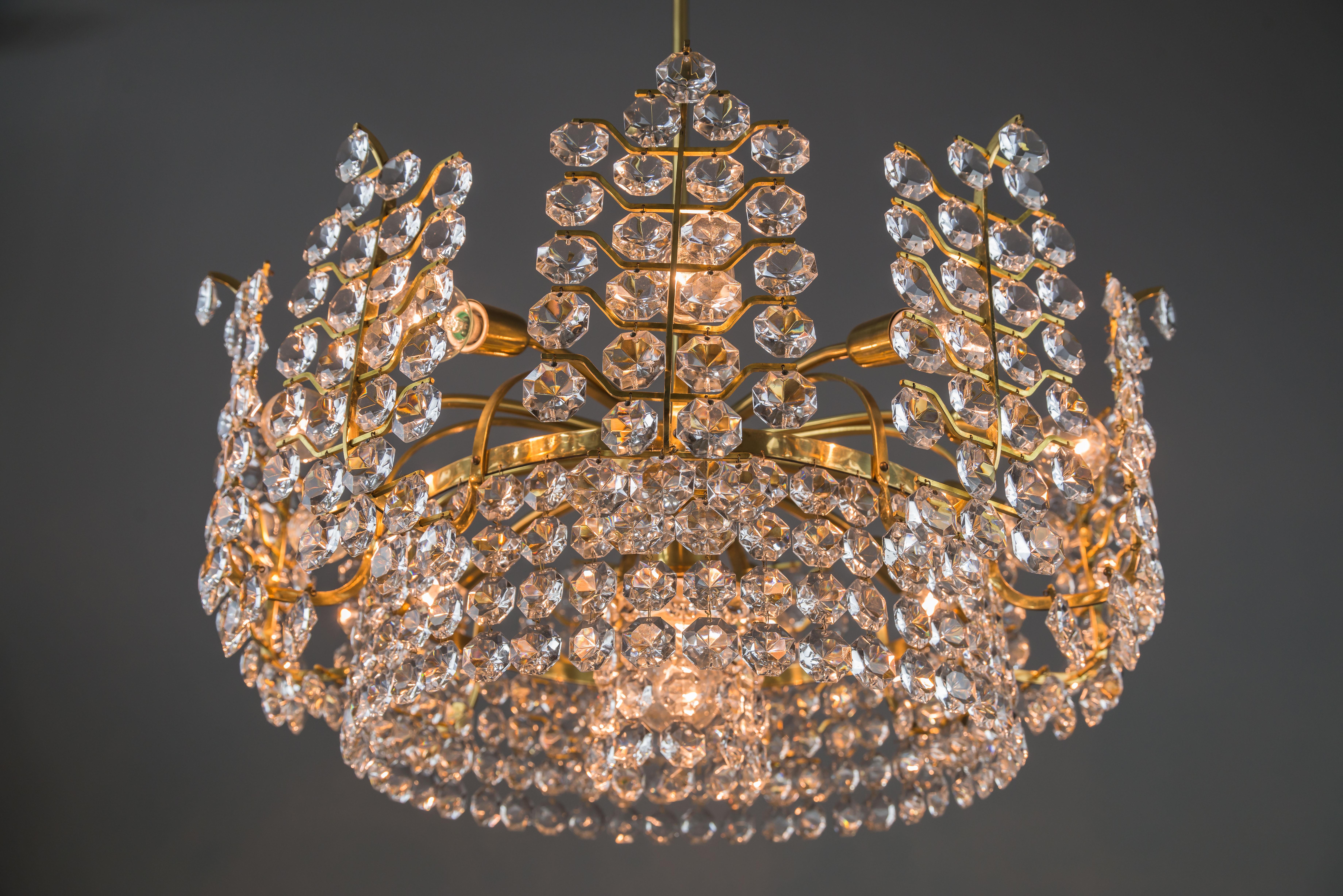 Grande lampadario Bakalowits in cristallo, Vienna, anni '50 in vendita 6