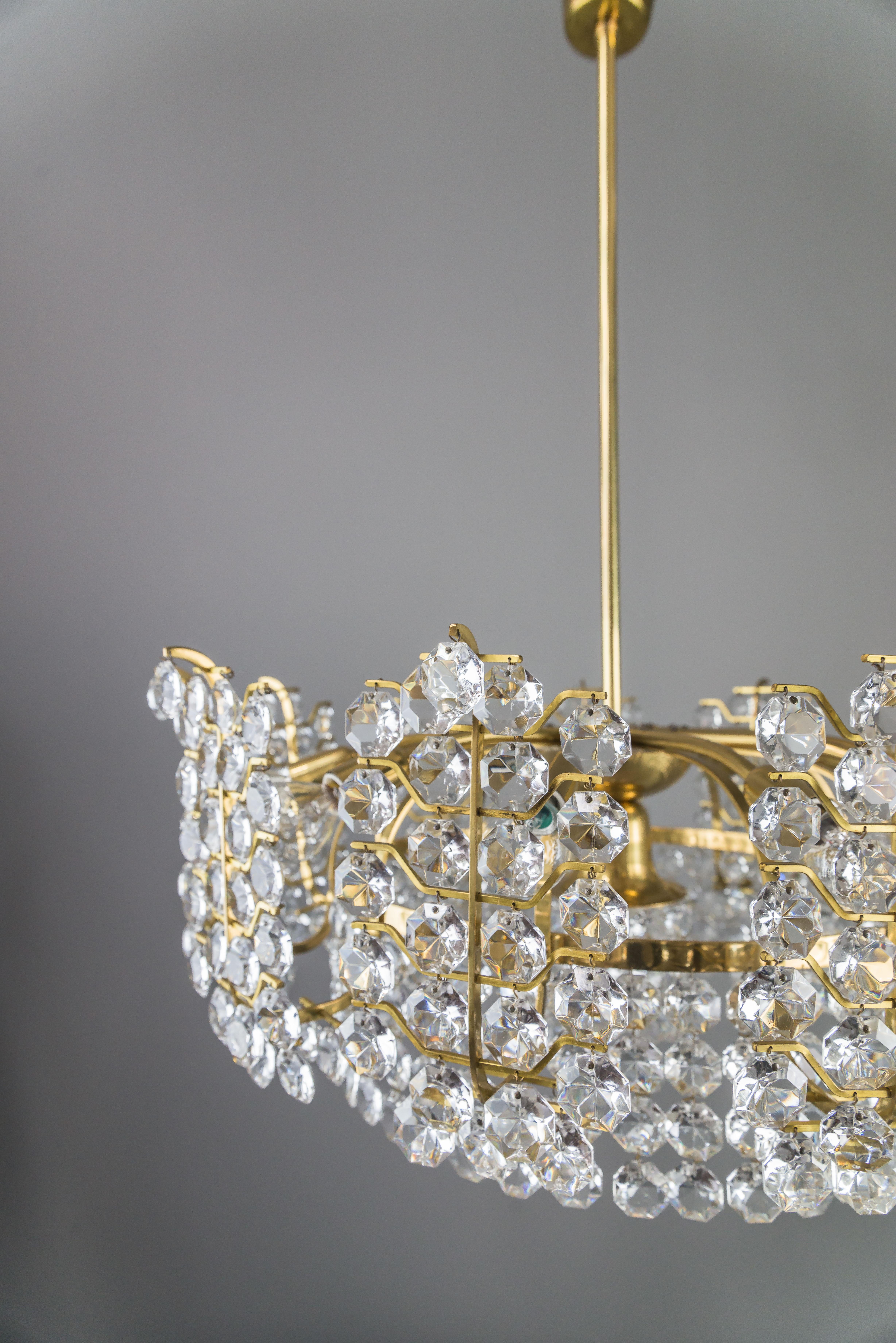 Big Crystal Glass Bakalowits Chandelier, Vienna, 1950s For Sale 9