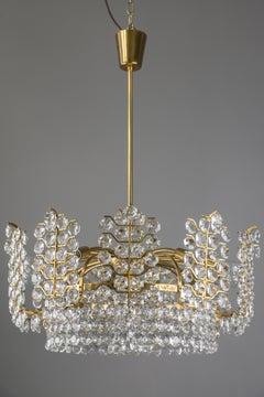 Big Crystal Glass Bakalowits Chandelier, Vienna, 1950s