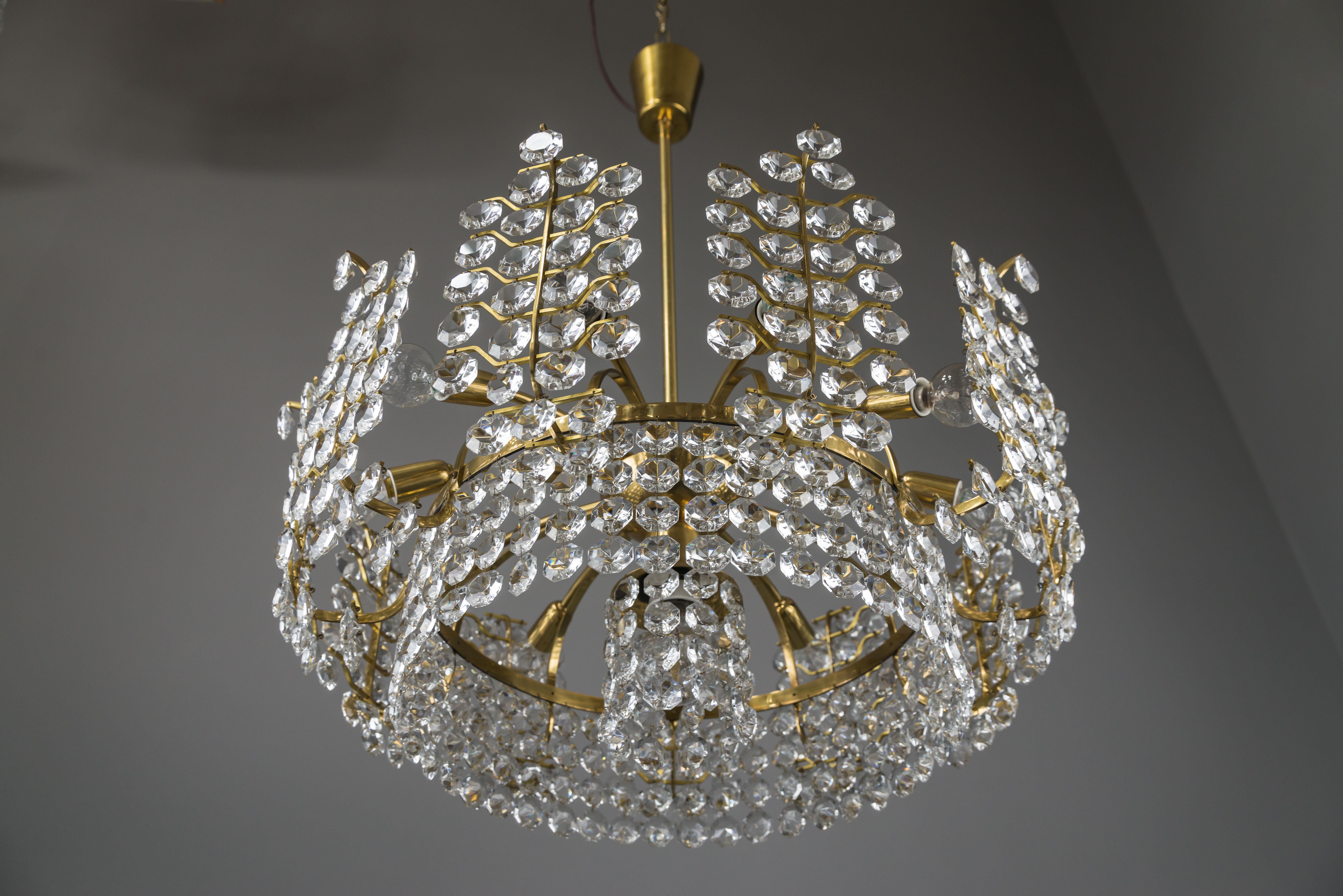 Austrian Big Crystal Glass Bakalowits Chandelier, Vienna, 1950s For Sale