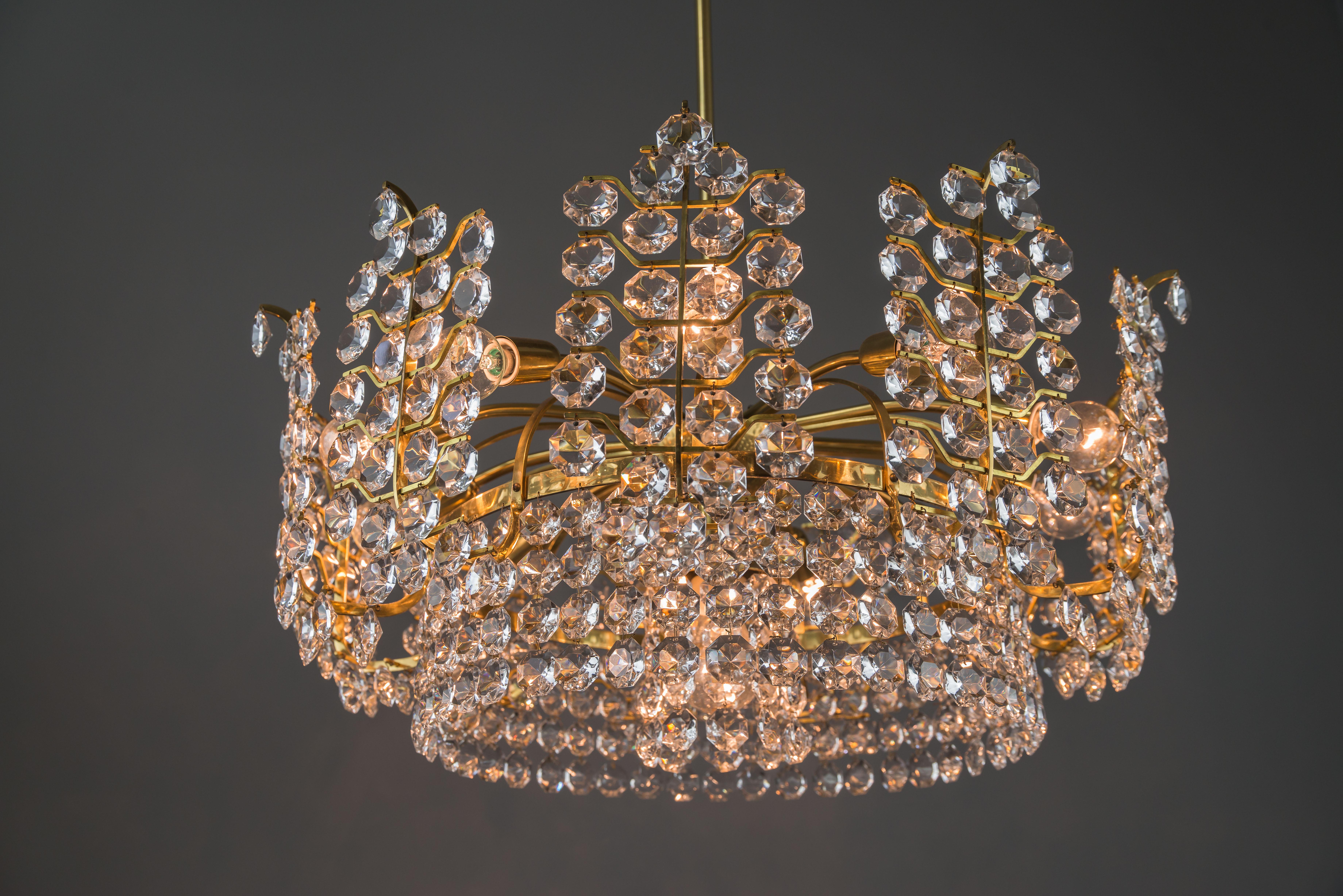 Grande lampadario Bakalowits in cristallo, Vienna, anni '50 in vendita 1