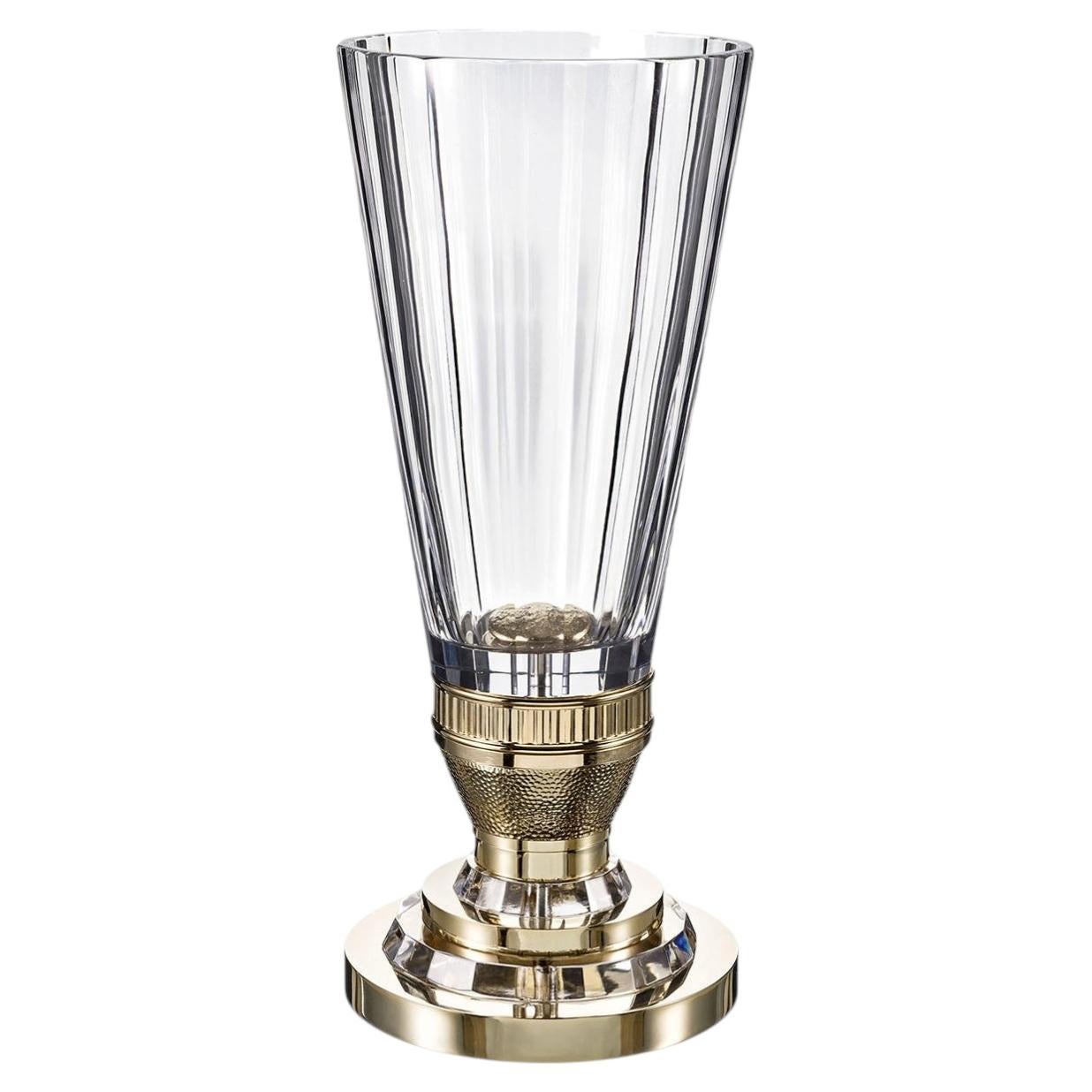 Big Crystal with Bronze Base Decorative Vase