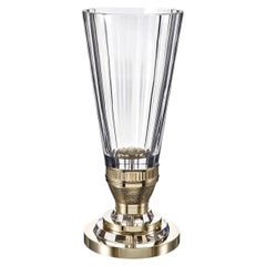 Vaso decorativo grande in cristallo con base in bronzo