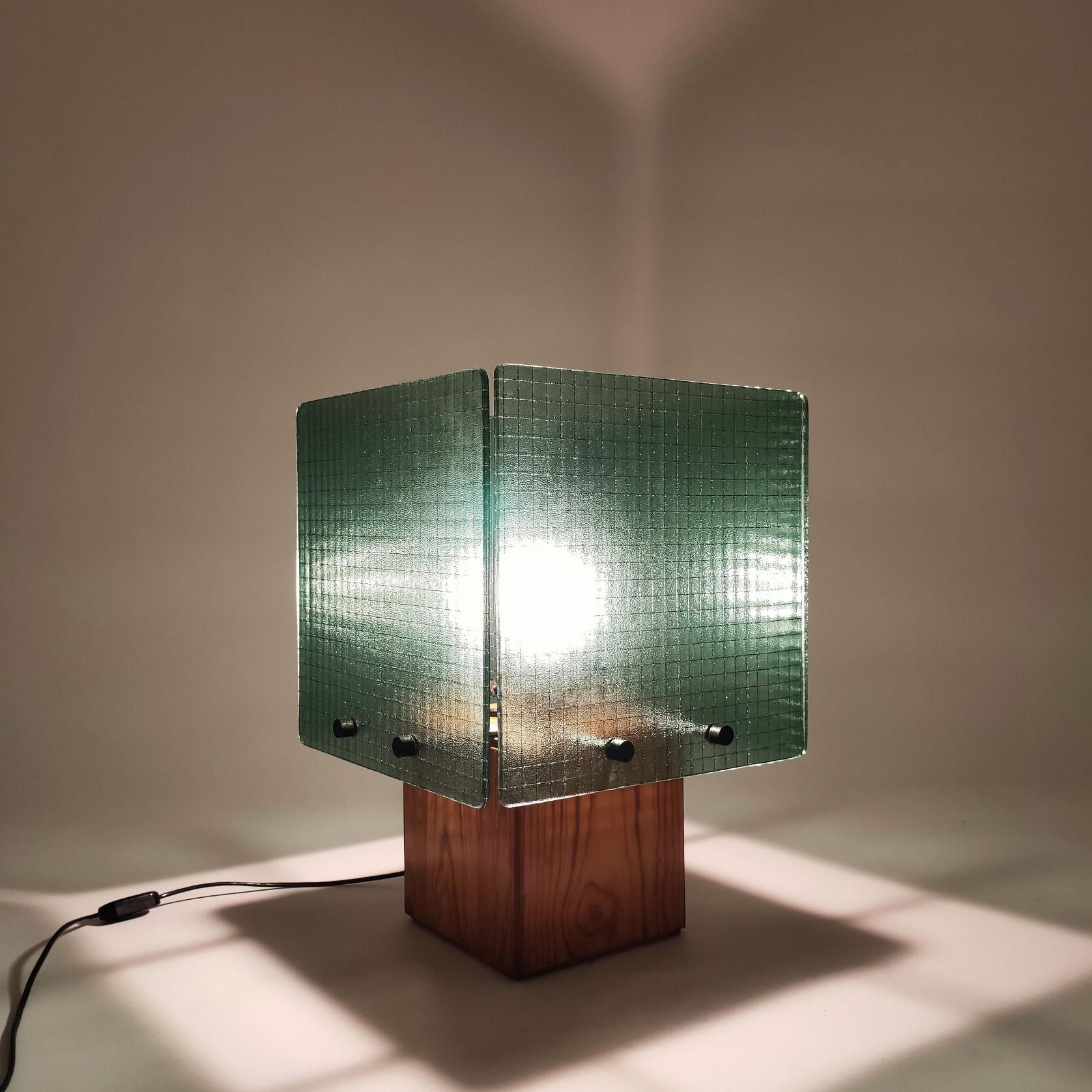 Late 20th Century Big cubist postmodern spanish table lamp, 1970 For Sale