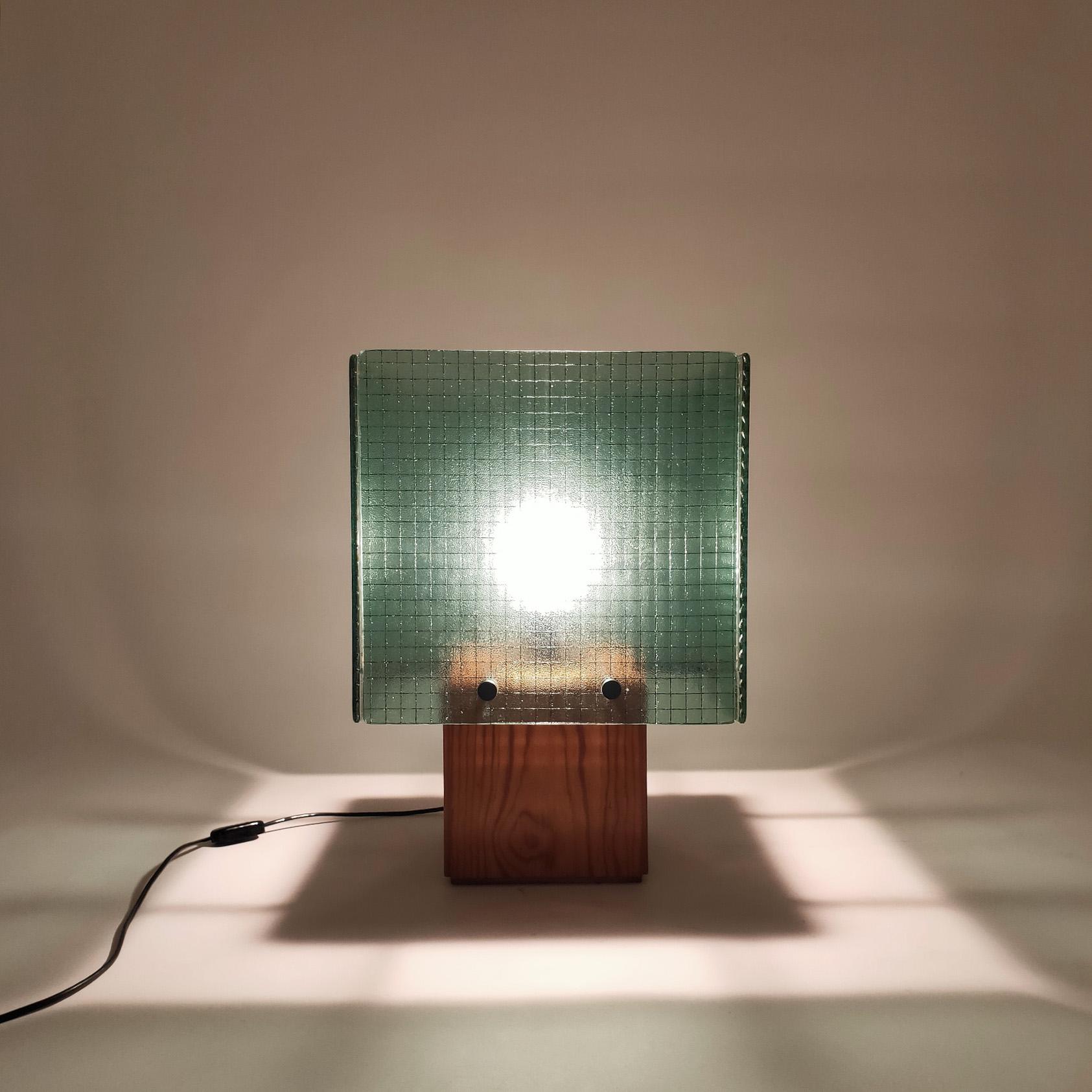 Glass Big cubist postmodern spanish table lamp, 1970 For Sale
