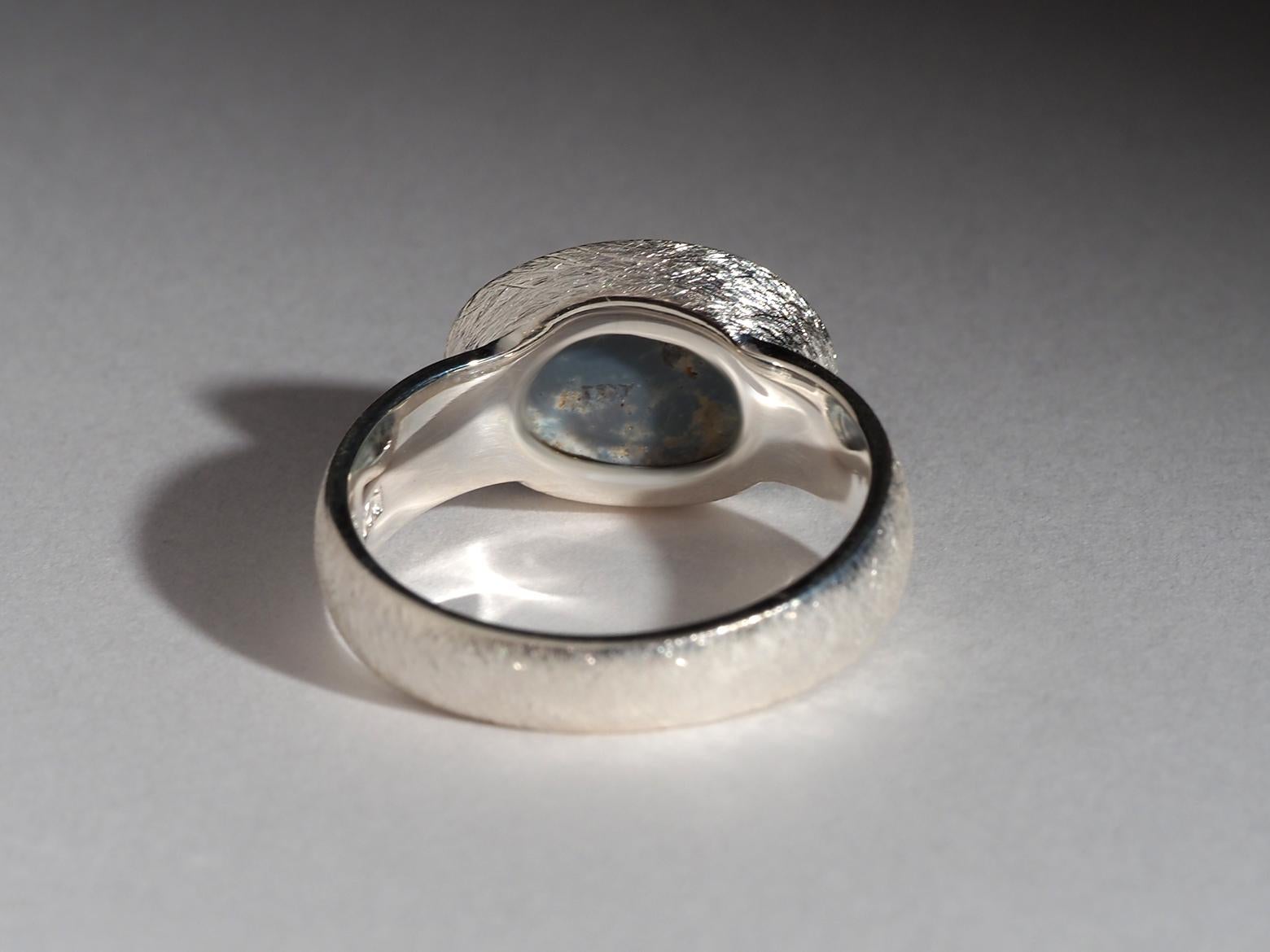 Big Dark Australian Opal Silver Ring Bijoux en Opale Australienne à motifs brillants en vente 11