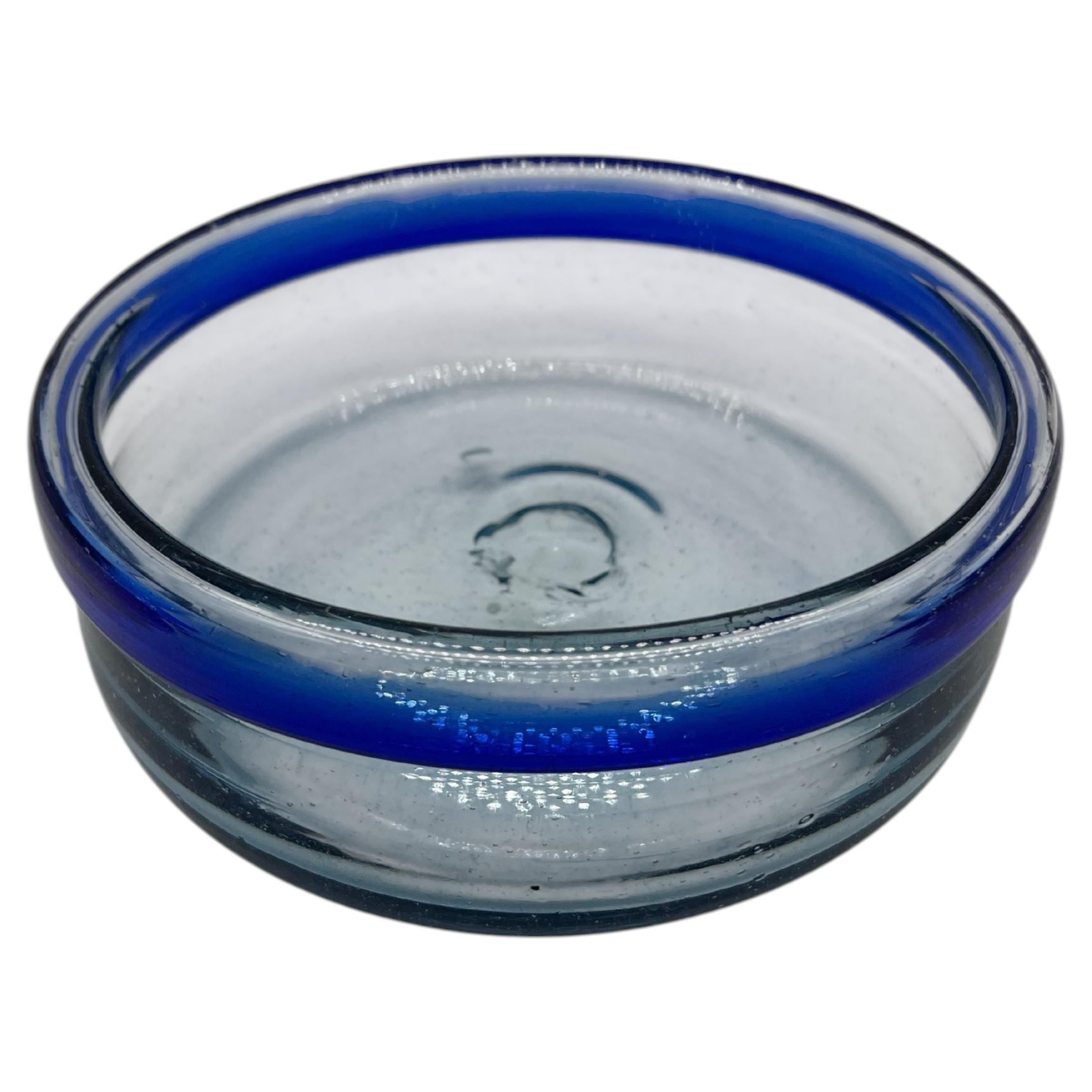 Big Decorative clear and blue Murano sommerso glass Bowl For Sale