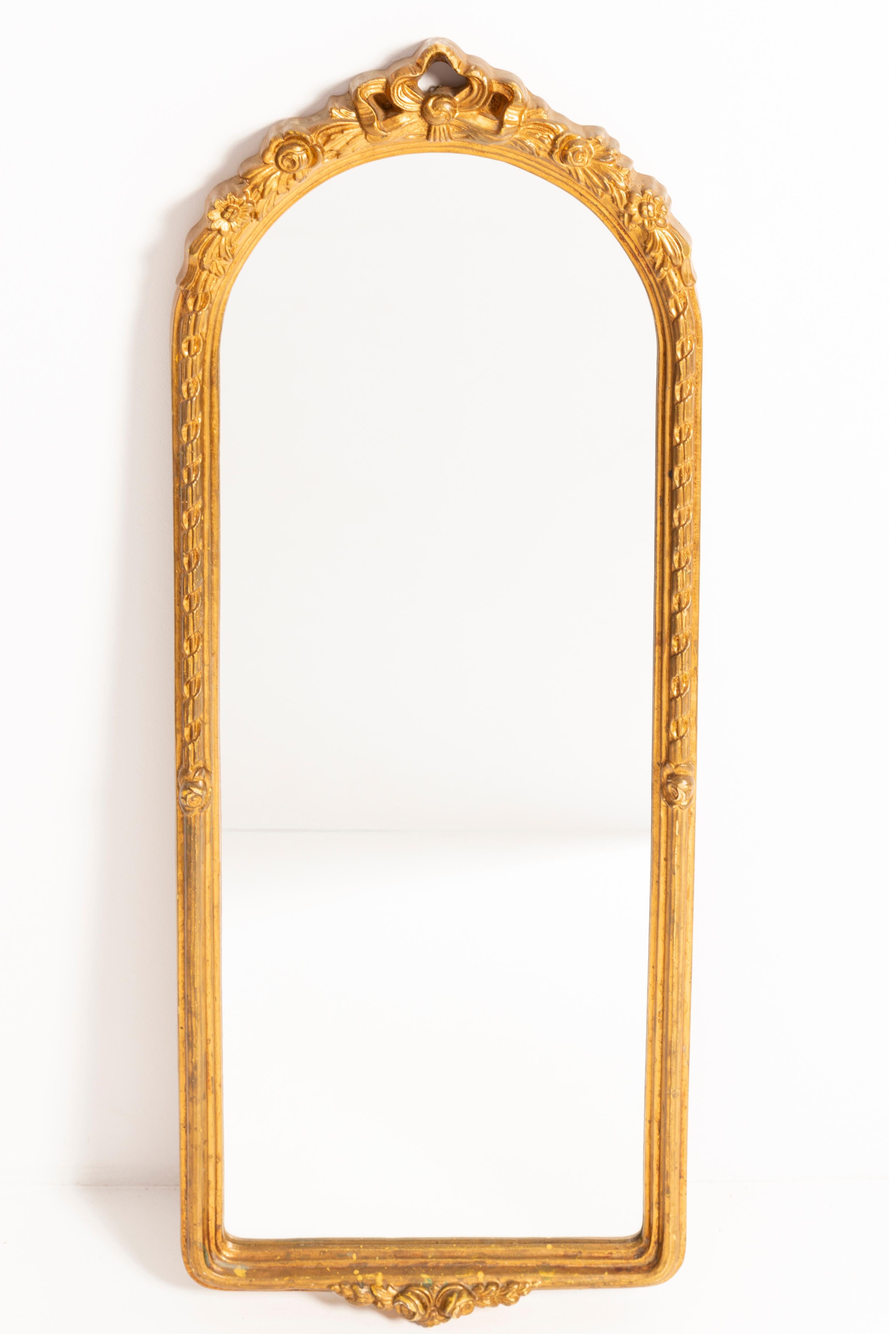 20th Century Big Decorative Gold Wood Mirror, Italy, 1960s For Sale
