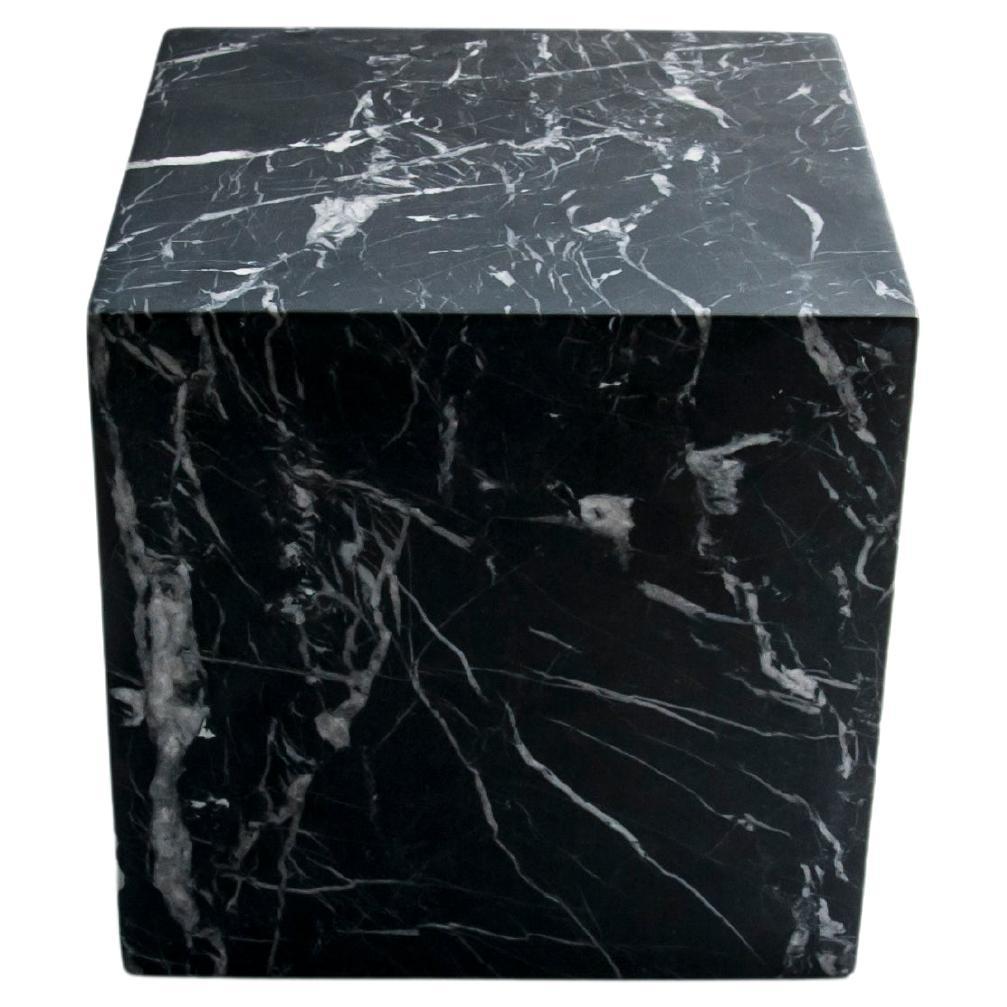Handmade Big Decorative Paperweight Cube in Black Marquina Marble For Sale