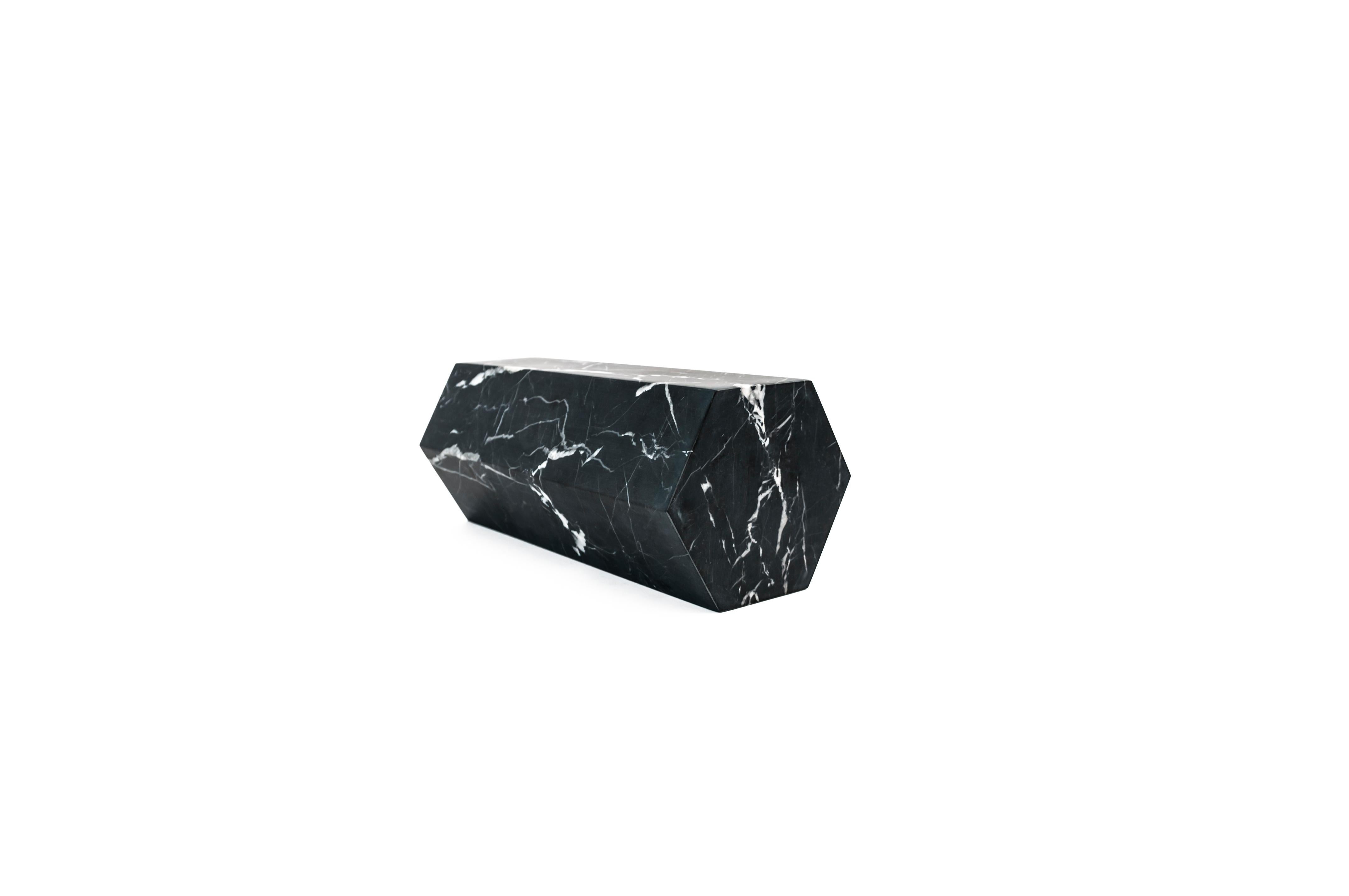Handmade Big Decorative Prism / Bookend in Satin Black Marquina Marble In New Condition For Sale In Carrara, IT