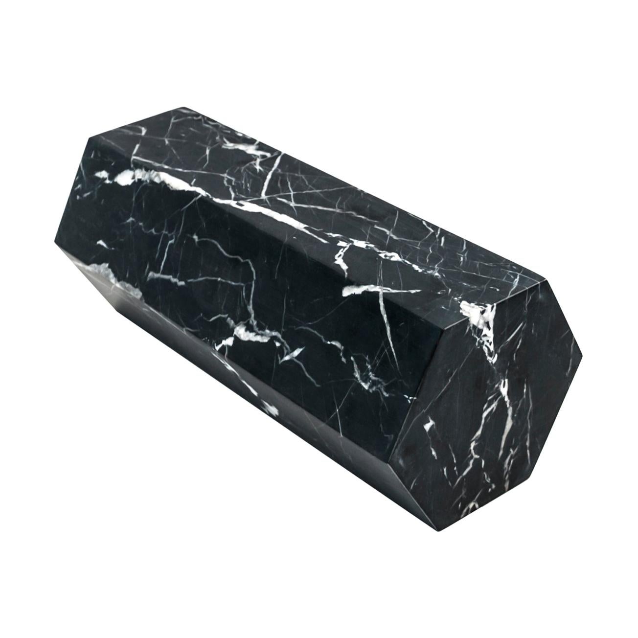 Handmade Big Decorative Prism / Bookend in Satin Black Marquina Marble