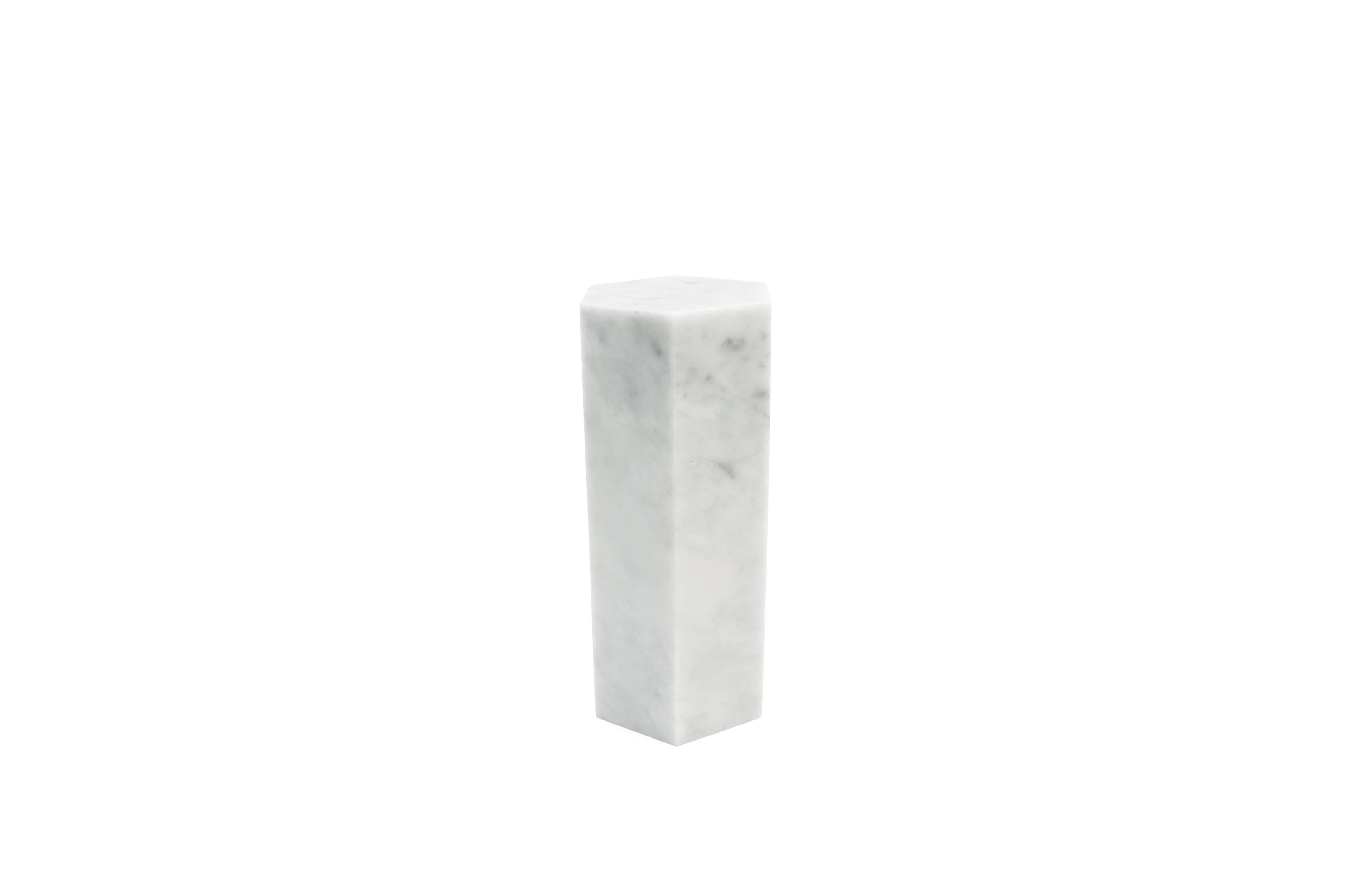 Contemporary Handmade Big Decorative Prism / Bookend in Satin White Carrara Marble For Sale