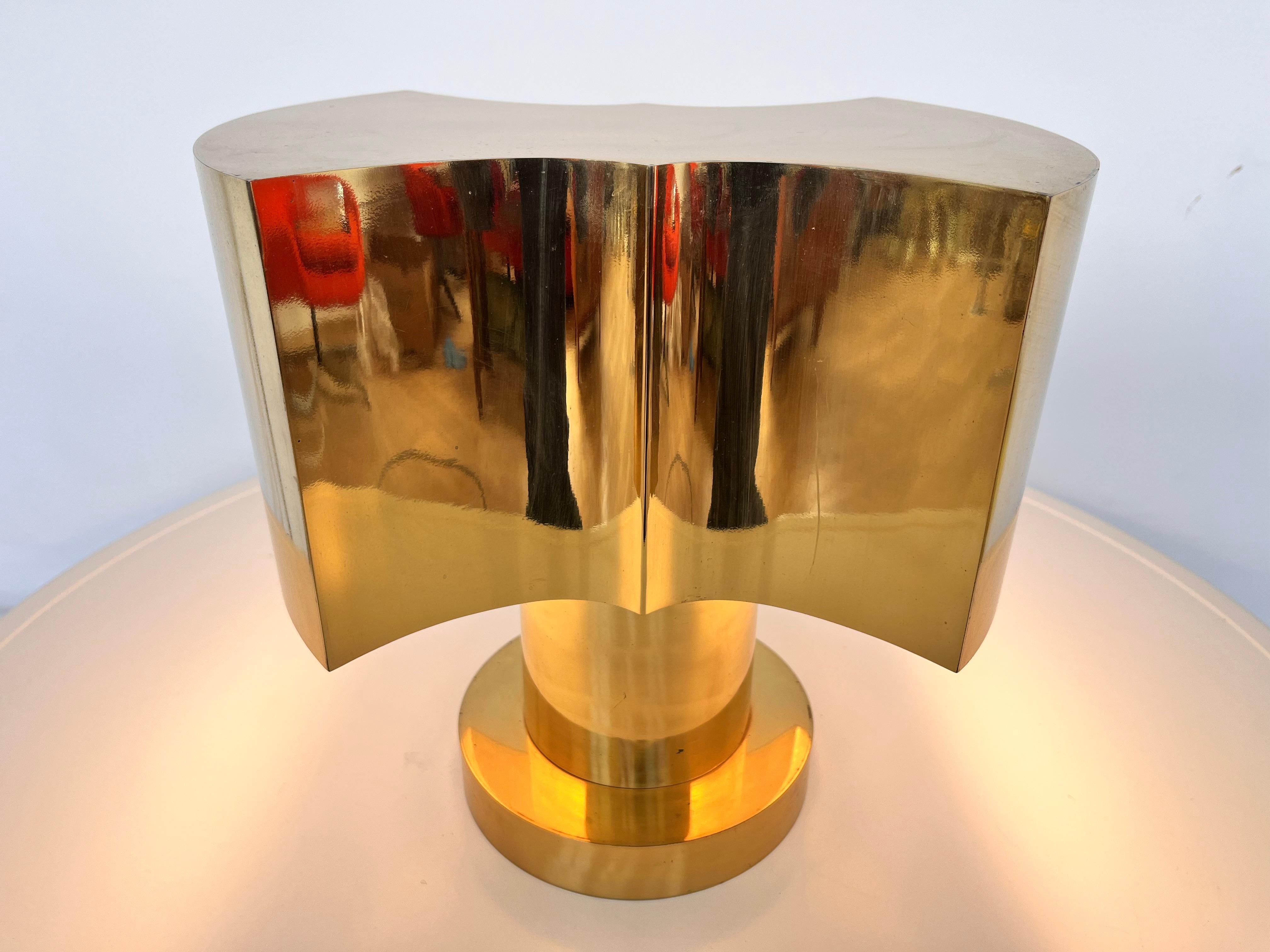 Mid-Century Modern BIG design brass Table Lamp - Czechoslovakia, 1980s For Sale