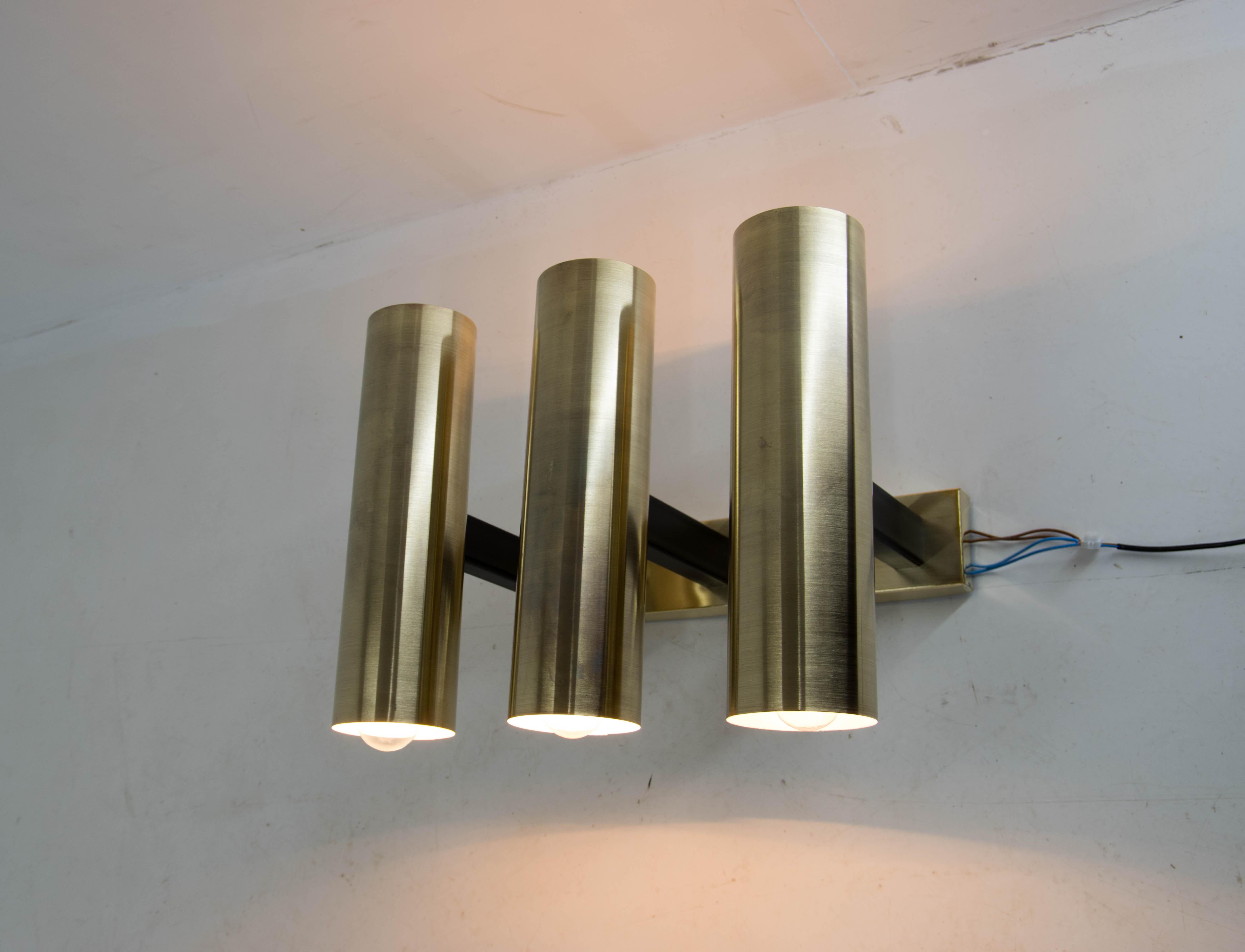 Mid-Century Modern Big Design Brass Wall Lamp, 1970s, Up to Four Items For Sale