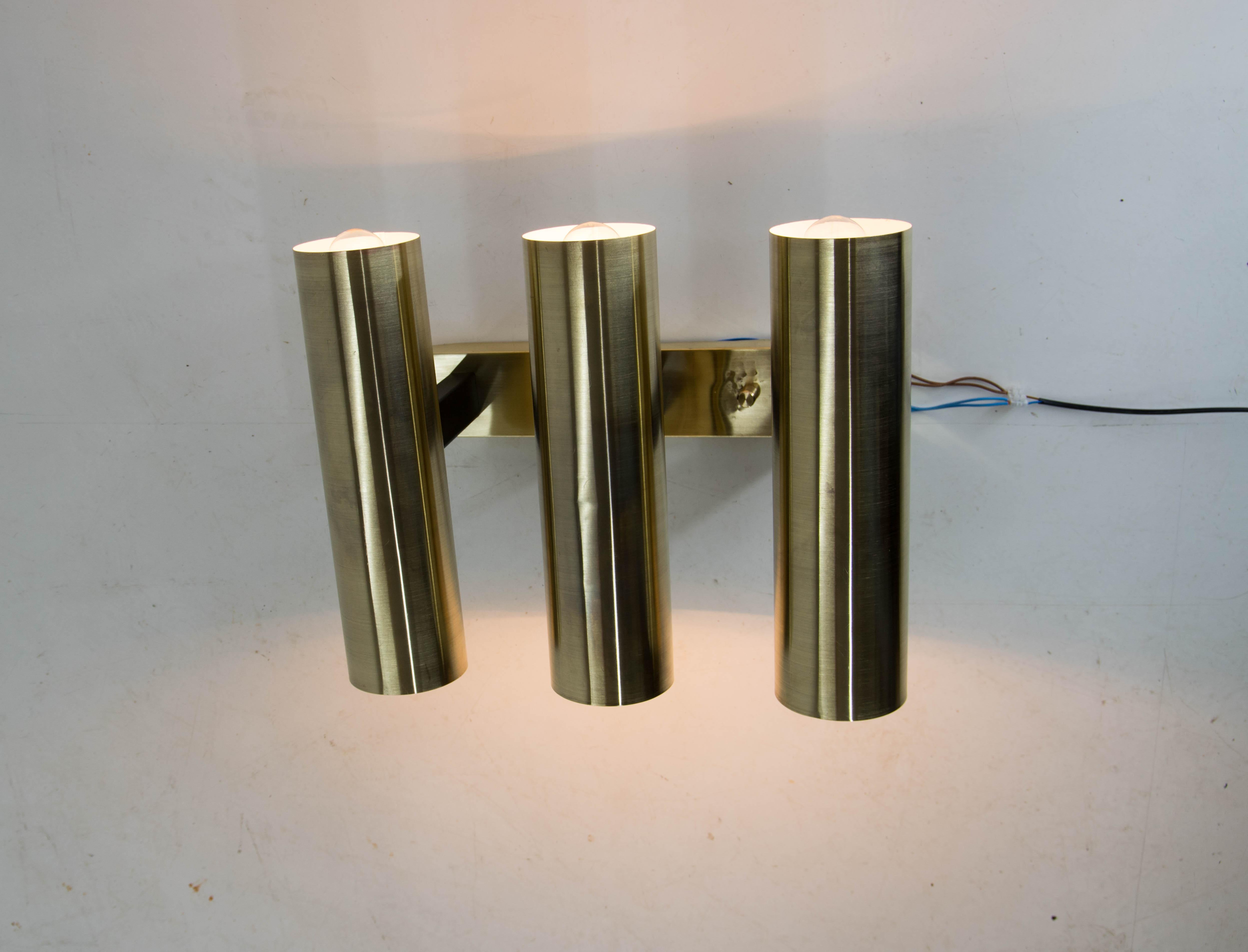 Czech Big Design Brass Wall Lamp, 1970s, Up to Four Items For Sale