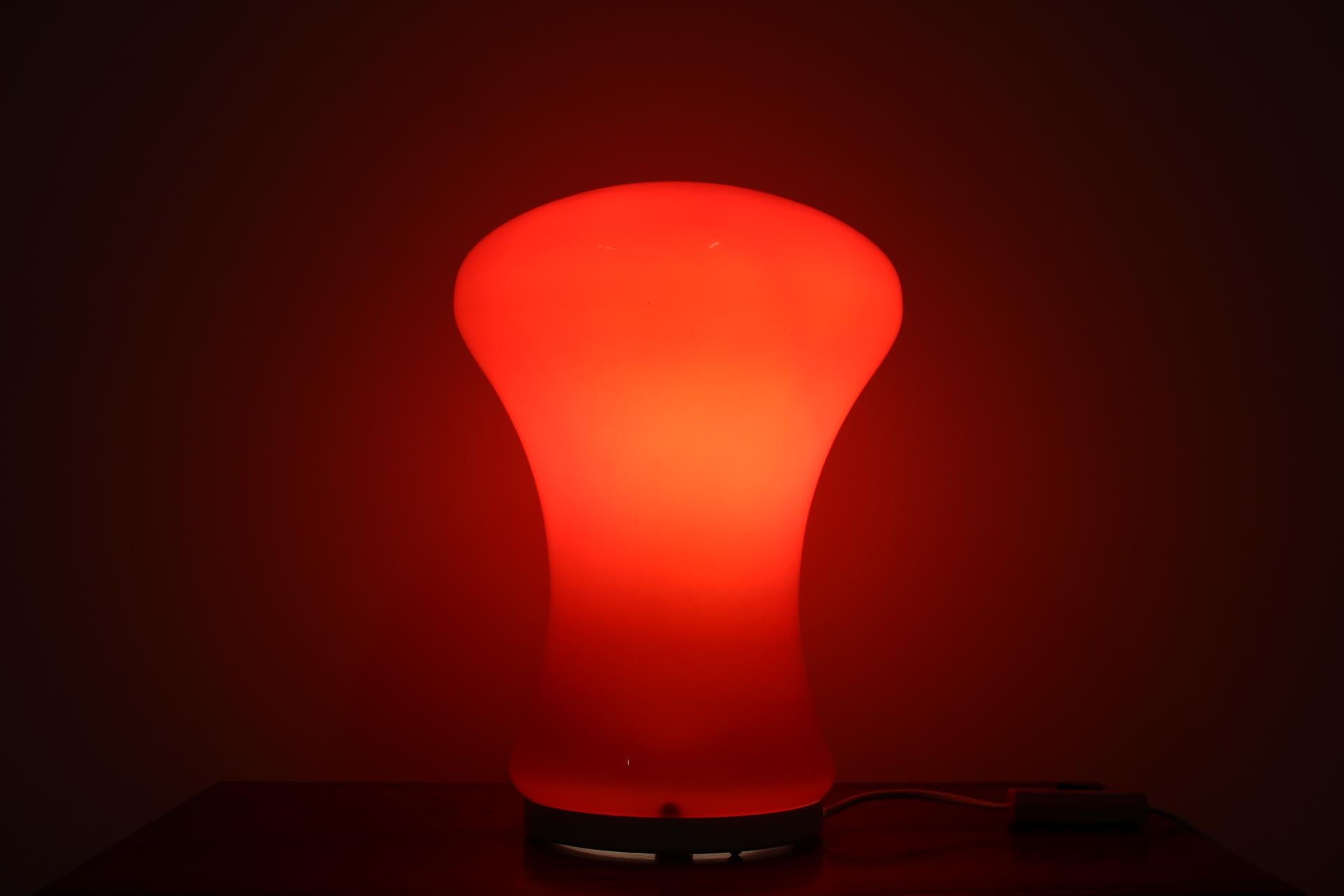 Czech Big Design Red Glass Hotel Table Lamp, 1970s For Sale