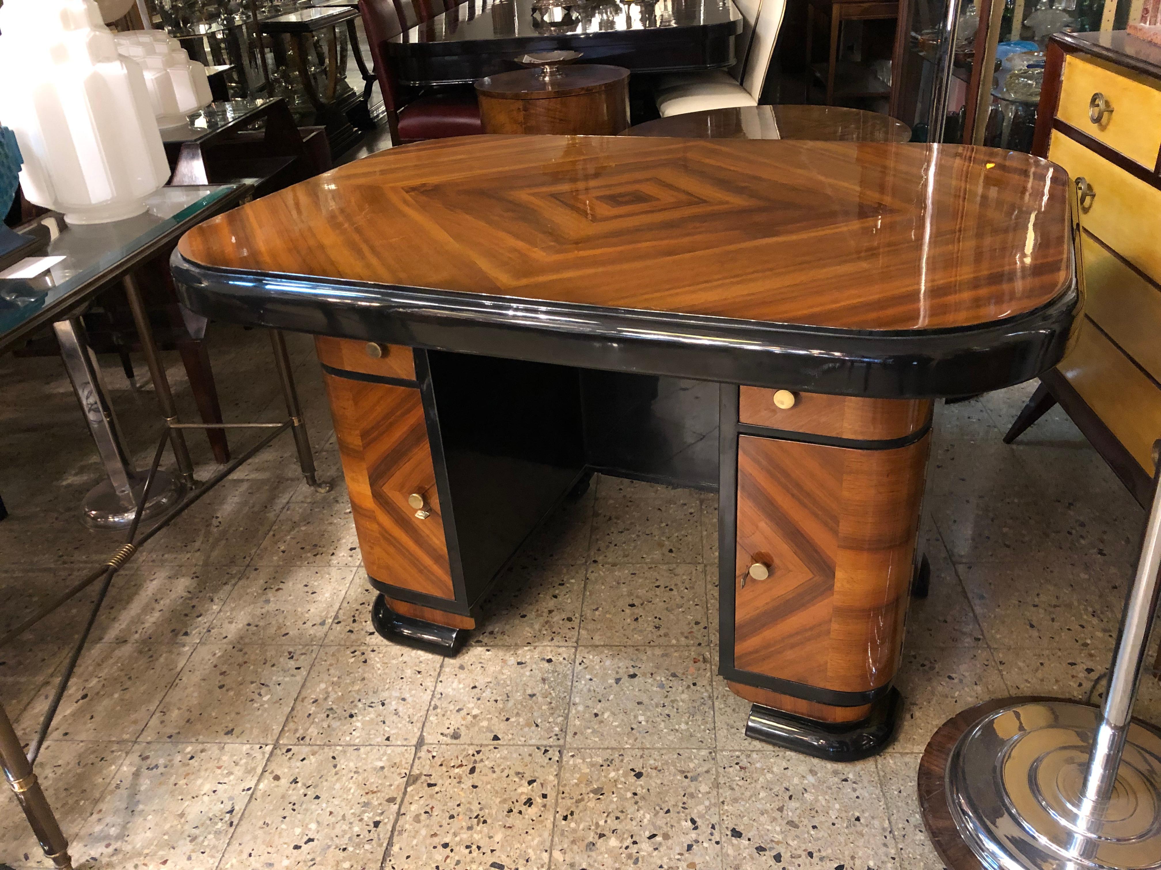 Desk Art Deco in Wood, 1930, Made in France For Sale 1
