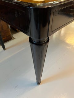 Big Desk Art Deco in Wood and Parchment, with 3 Drawers, 1930, Made in France