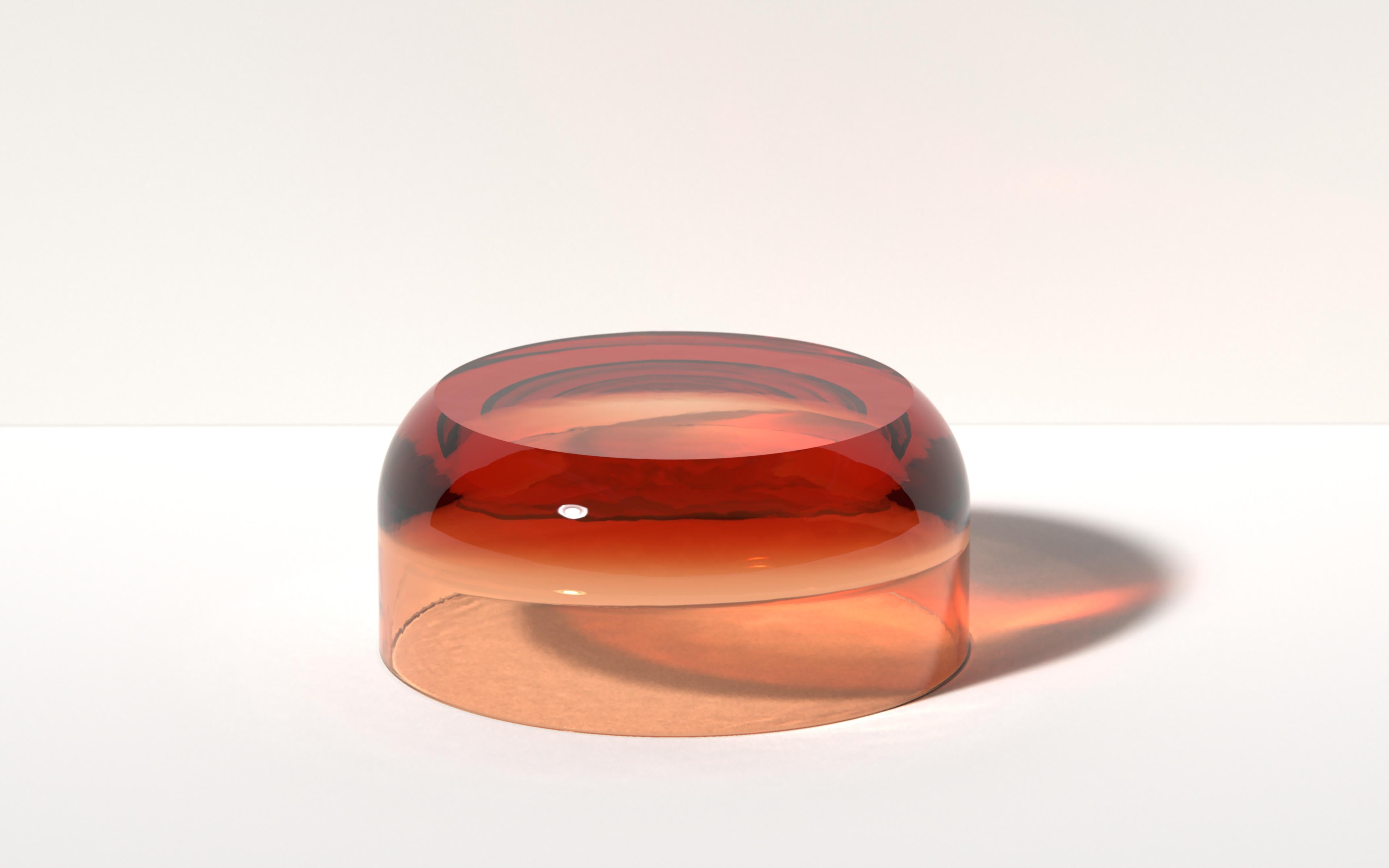 Plump Round Coffee Table by Ian Cochran, Represented by Tuleste Factory

Designed to be a table or a stool, the dew drop comes in a variety of colors and heights. The artwork is exciting, using technique further play upon resin’s ability to effect