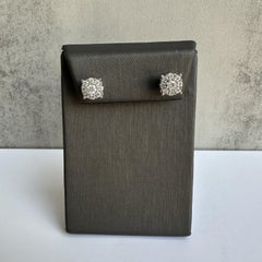 Große Diamant-Cluster-Ohrstecker aus 10-karätigem Weißgold mit 1,20 Karat natürlichen Diamanten (8,8 mm)