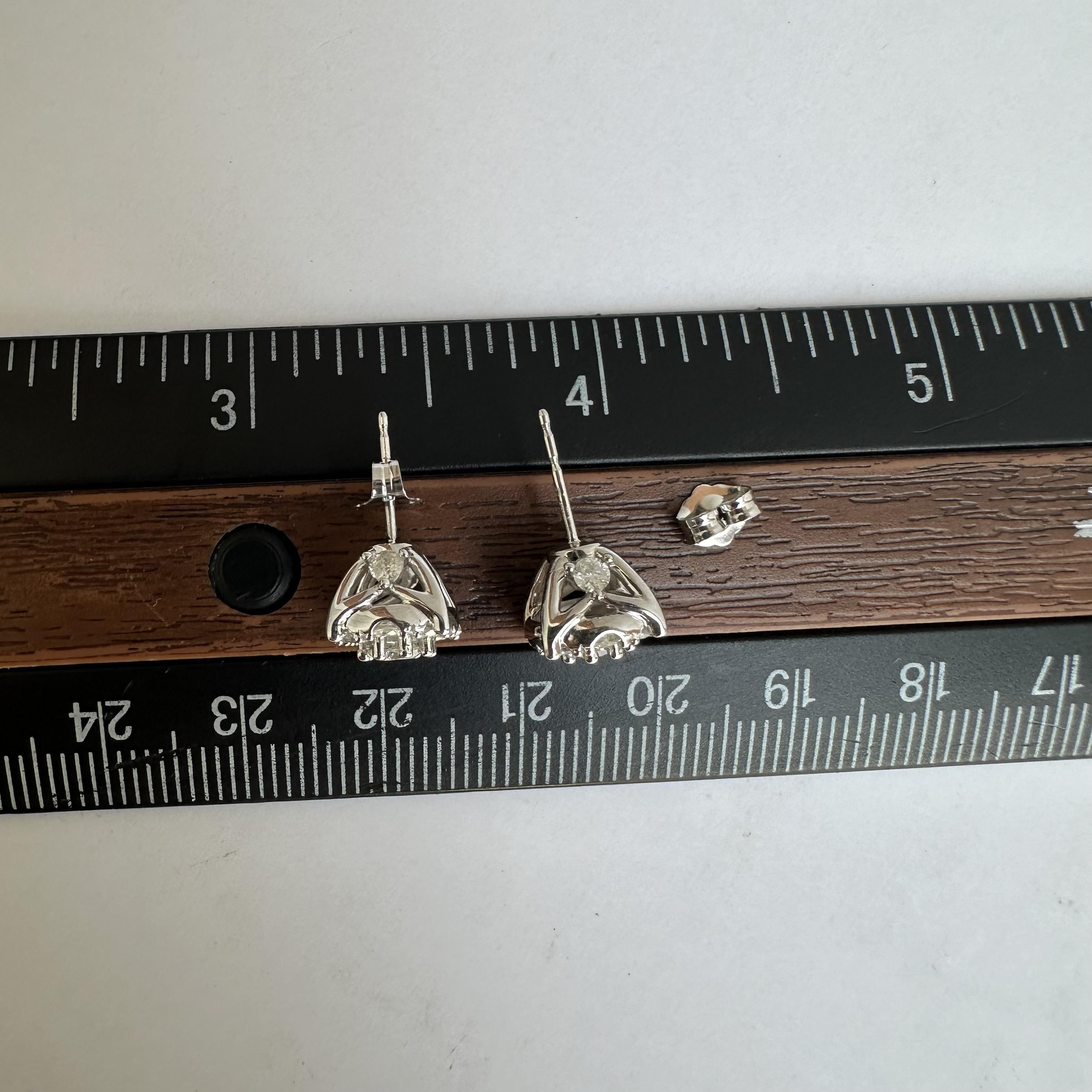 da uomo o donna Borchie a grappolo con diamanti grandi in oro bianco 10 carati - 1,20ctw di diamanti naturali, 8,8mm in vendita