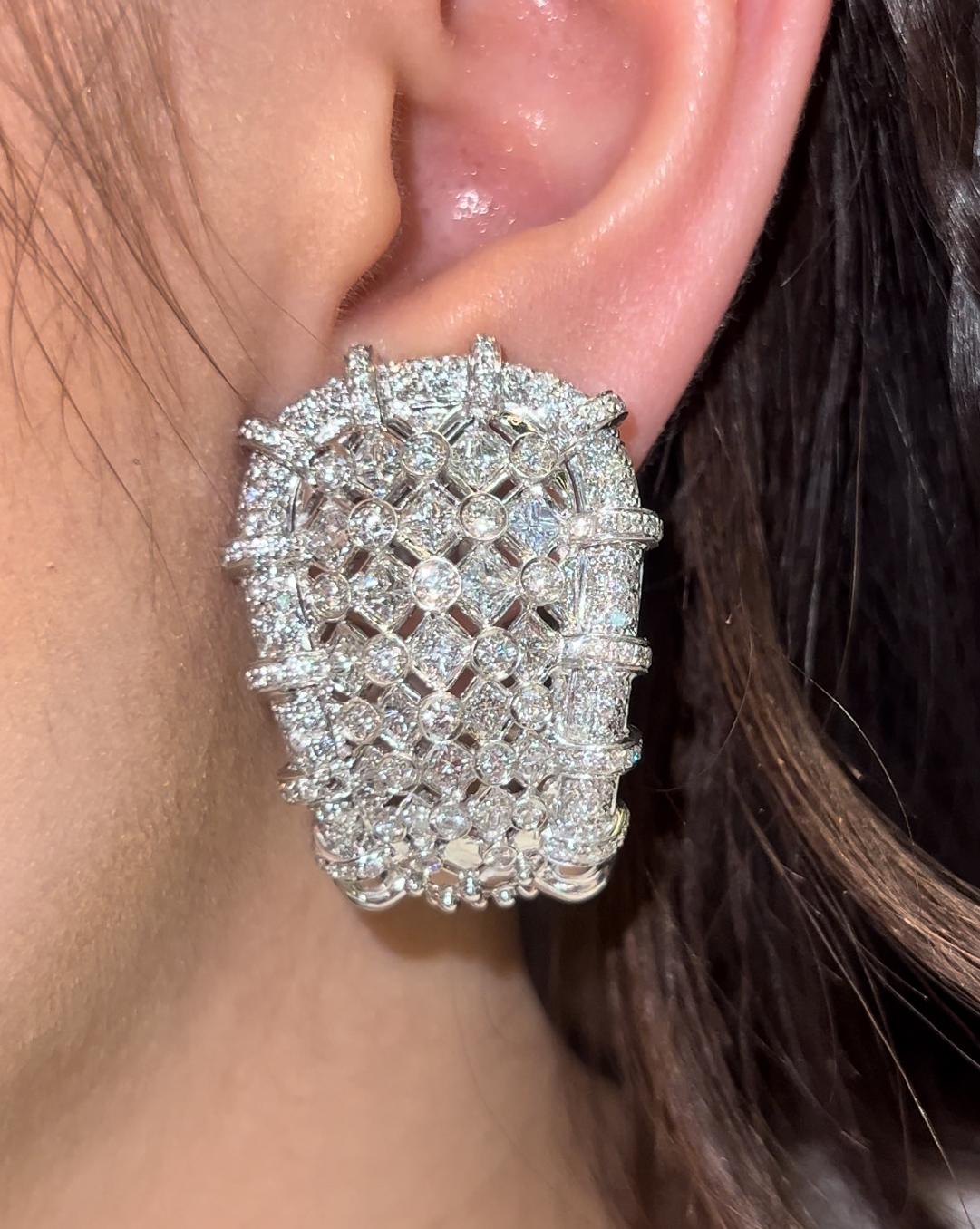Modern Big Diamond Earrings For Sale