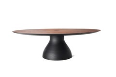 Big Diz Ellipse:: table basse moderne sculpturale fabriquée à la main en noyer et frêne