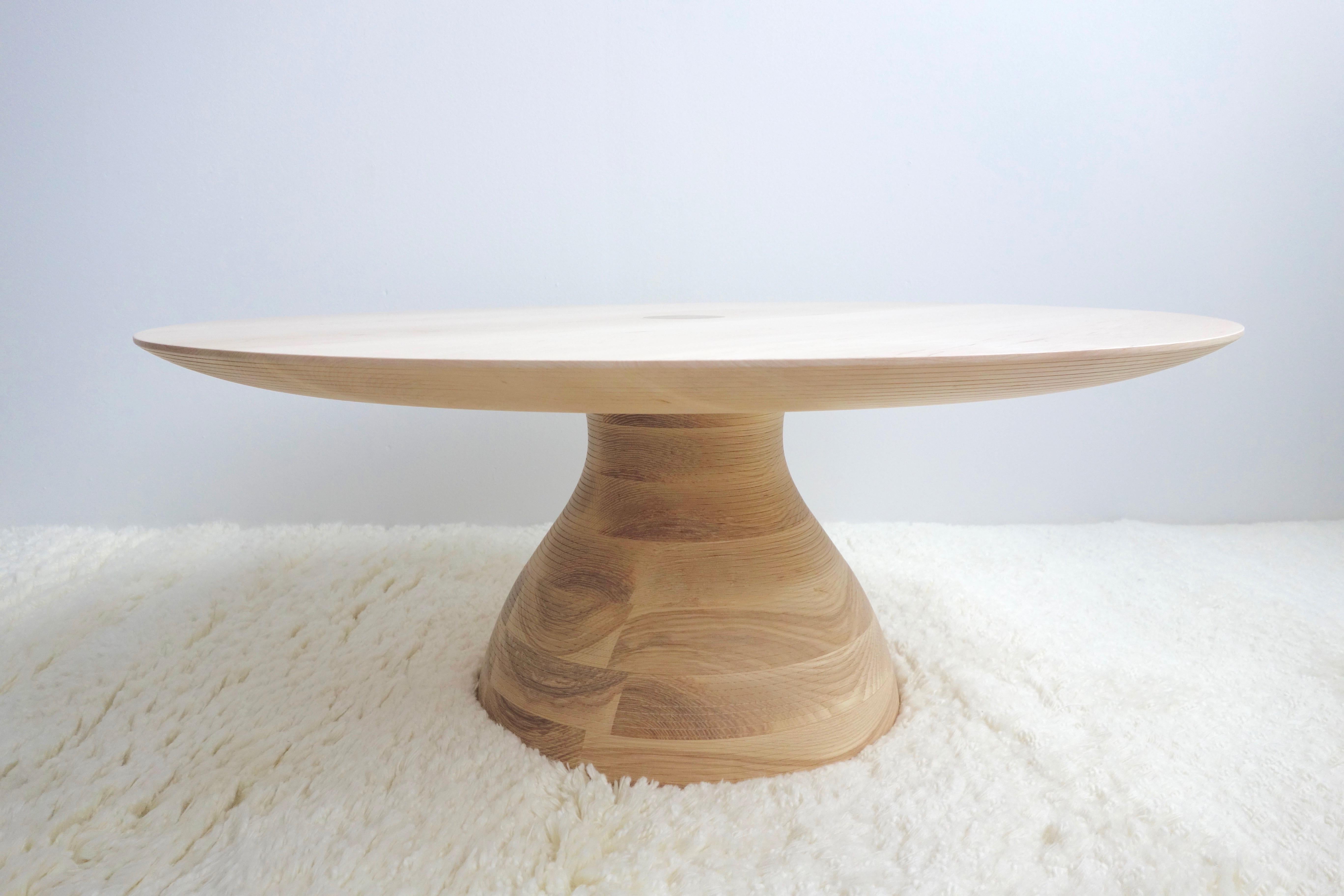 Modern Big Diz, Sculptural Handcrafted Maple and Natural Ash Coffee Table, 36