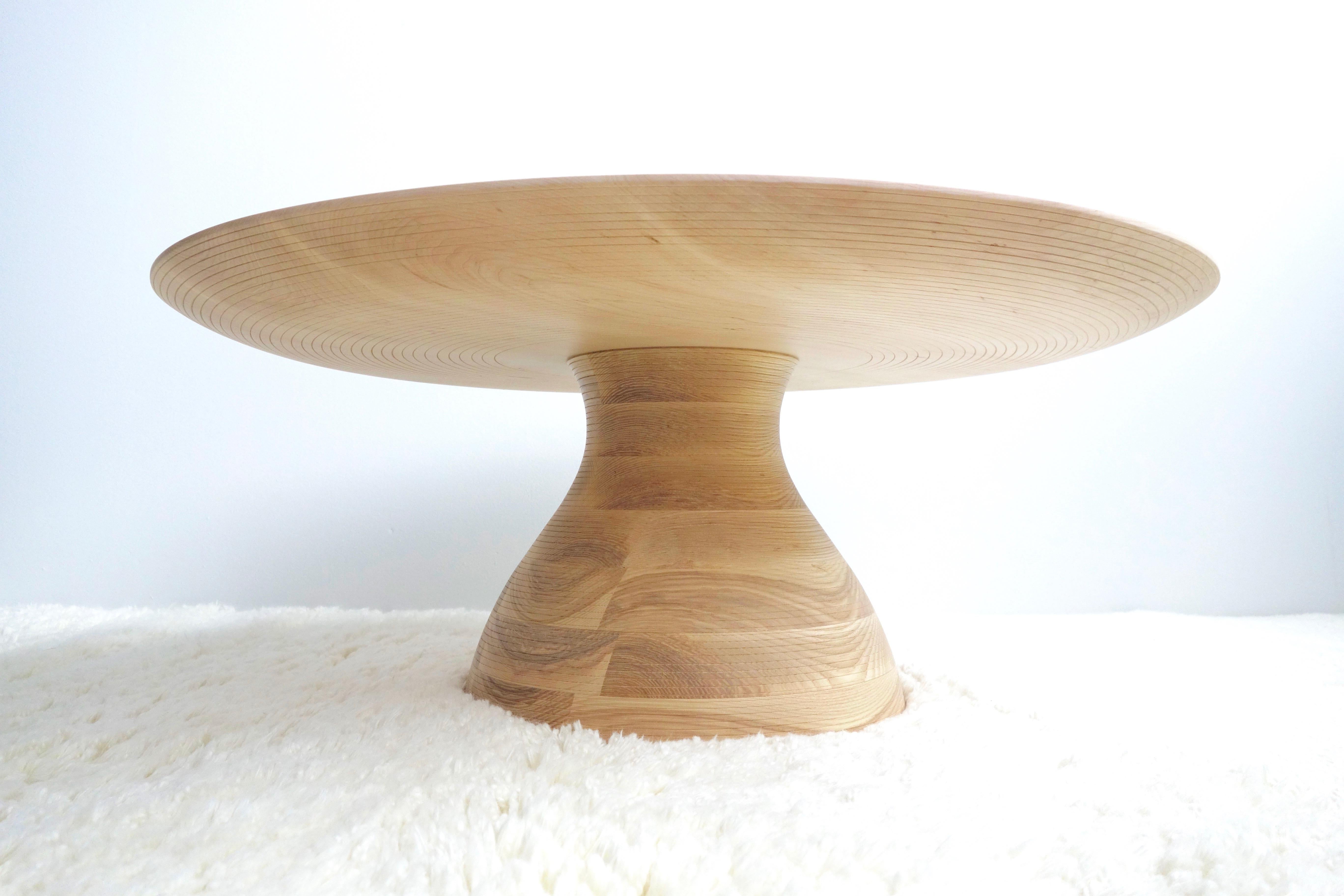 American Big Diz, Sculptural Handcrafted Maple and Natural Ash Coffee Table, 36