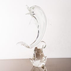 Big dolphin Sculpture in vintage Murano glass by Formia Venezia, Italy, in stock