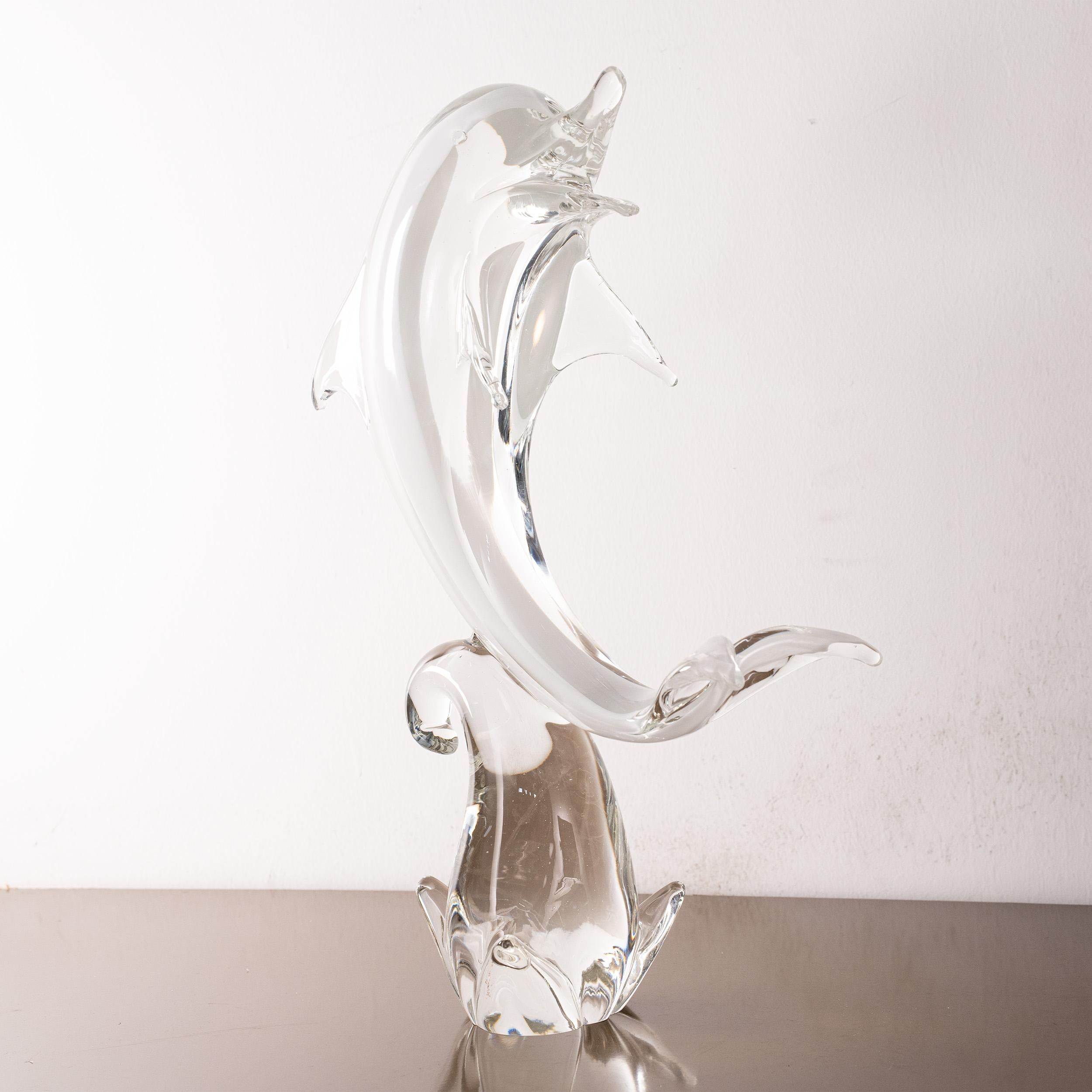 Großer Delphin Skulptur aus Murano Glas von Formia Venezia, Italien, auf Lager (Italienisch) im Angebot