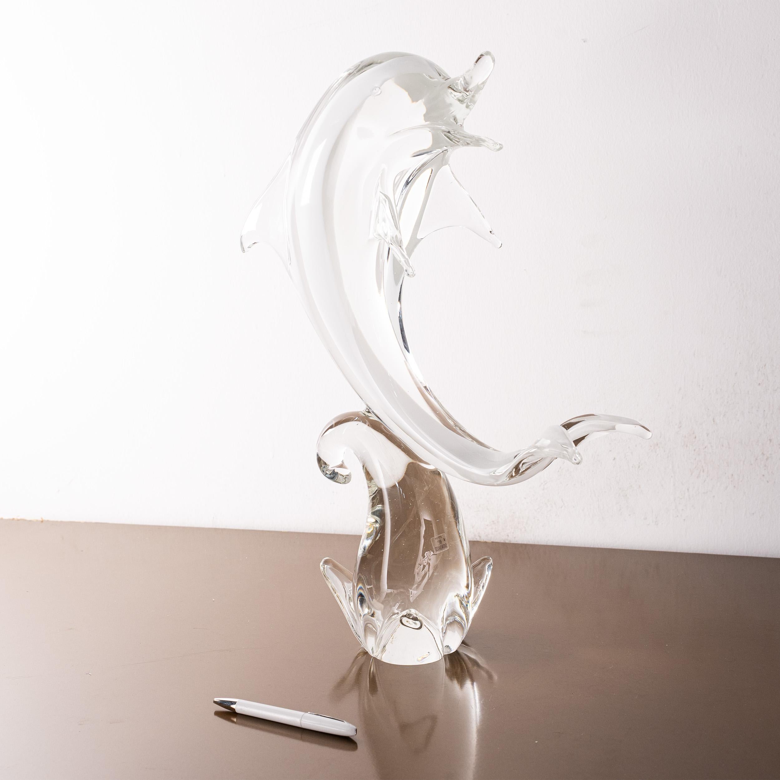 Großer Delphin Skulptur aus Murano Glas von Formia Venezia, Italien, auf Lager im Angebot 2