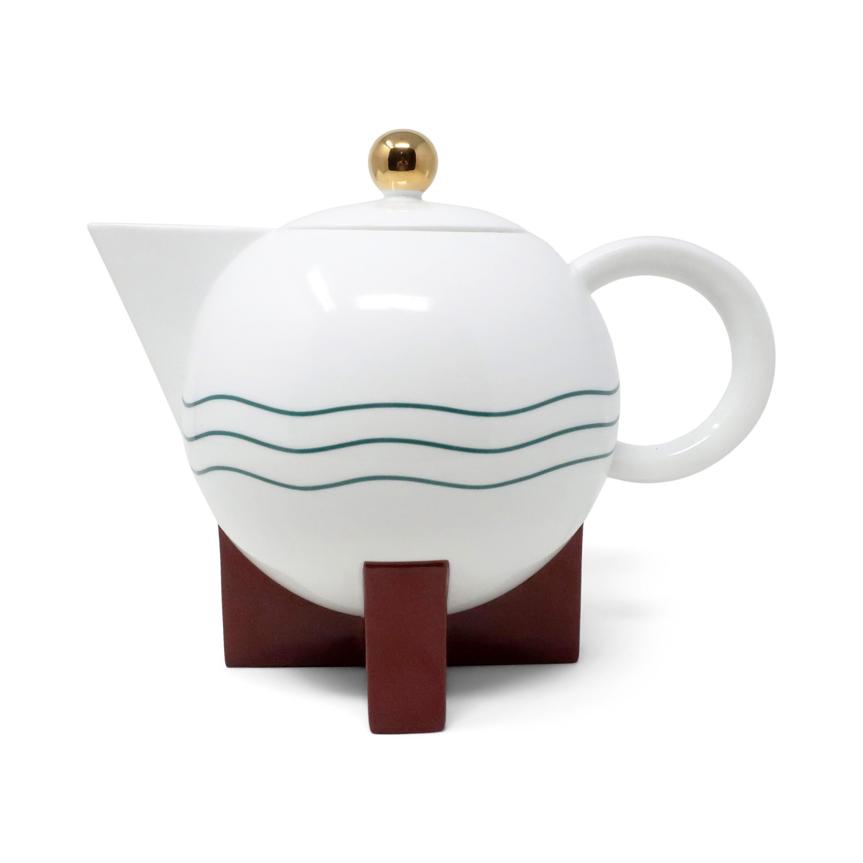 Perhaps Michael Graves’ (1934-2015) most well-known design for Swid Powell, The Big Dripper (1986) is a 14 cup coffee pot born from Graves’ preference for drip coffee and a lack of available drip coffee makers that met his aesthetic standards. High