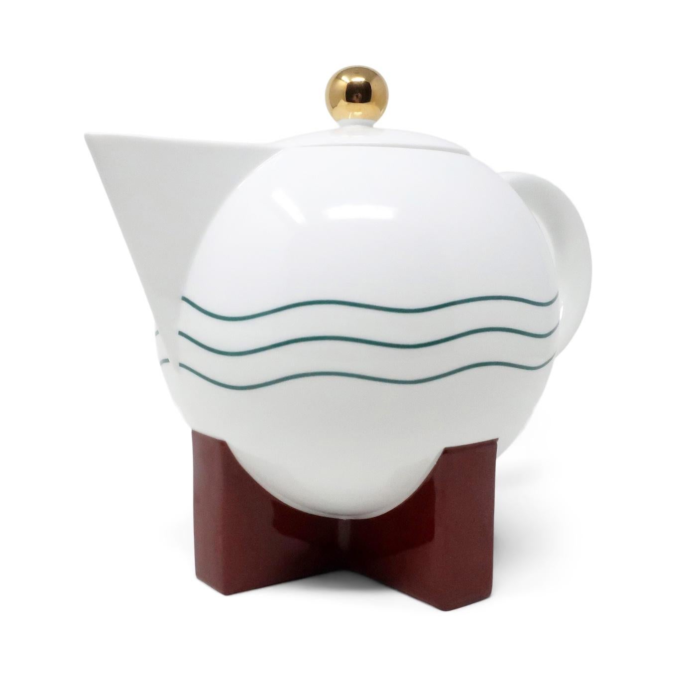Perhaps Michael Graves' (1934-2015) most well-known design for Swid Powell, The Big Dripper (1986) is a 14 cup coffee pot born from Graves' preference for drip coffee and a lack of available drip coffee makers that met his aesthetic standards. High