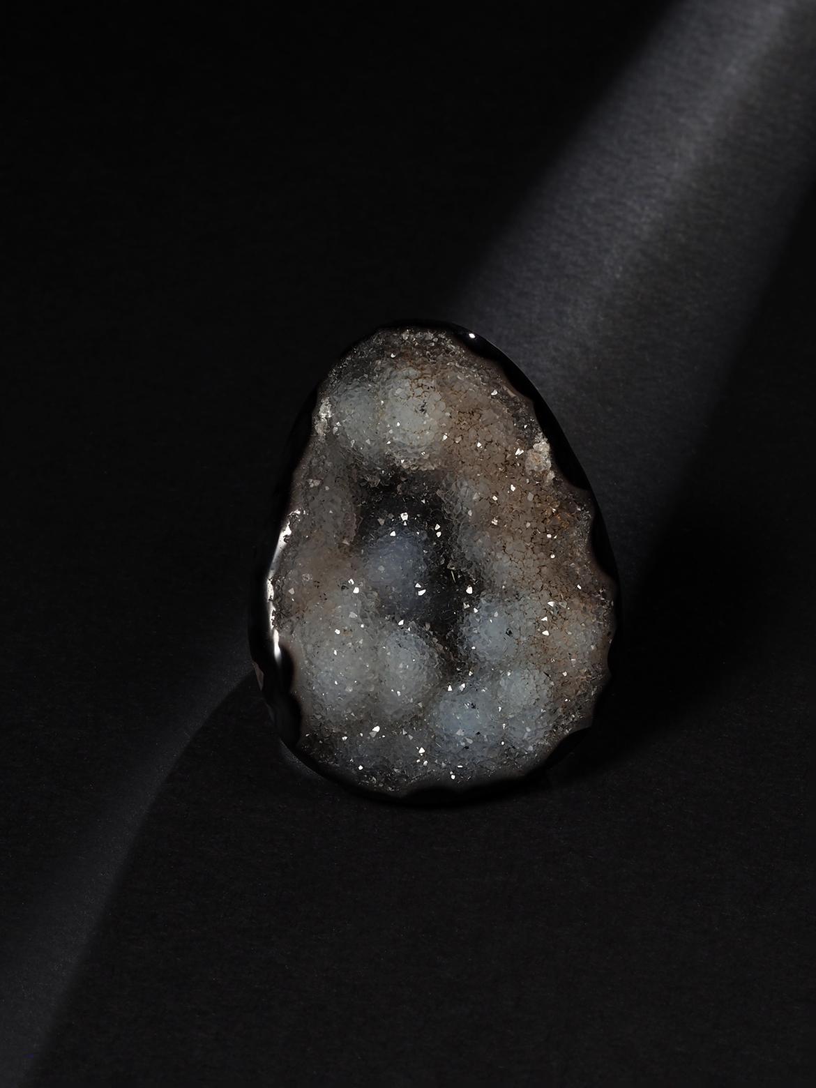 Big Druzy Quartz Agate Ring Solid Stone Raw Crystals For Sale 2