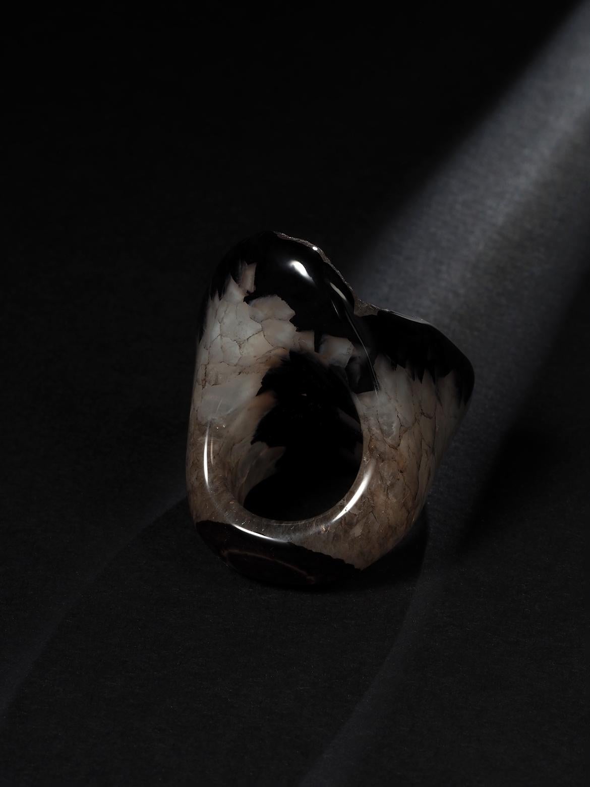 Artisan Big Druzy Quartz Agate Ring Solid Stone Raw Crystals For Sale