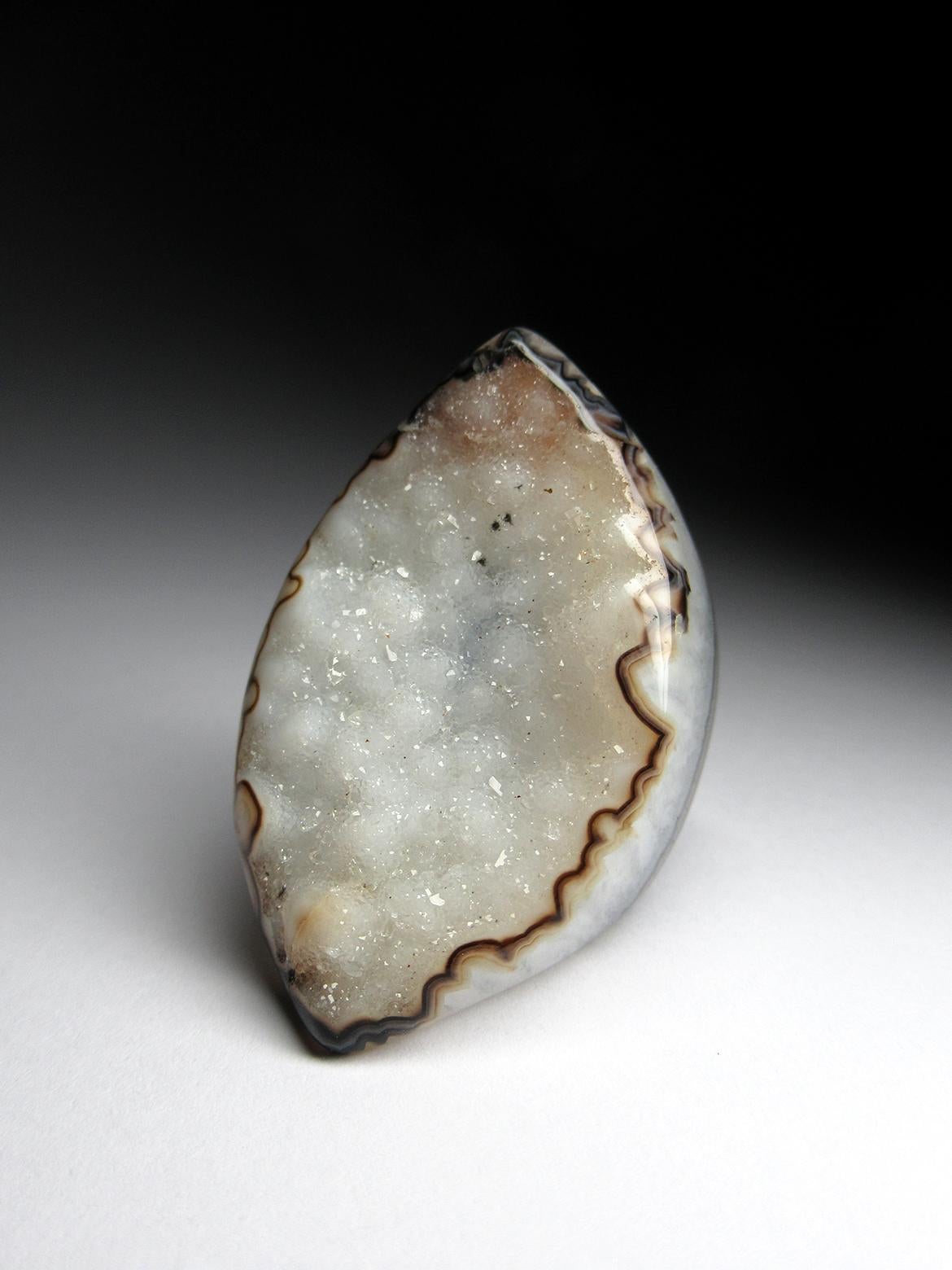 Big Druzy Quartz Ring Pale Blue Raw Uncut Eye Shape Gemstone Unusual Ring Unisex For Sale 7