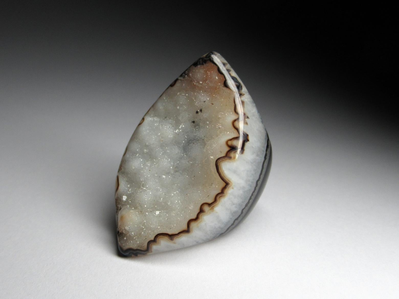 Big Druzy Quartz Ring Pale Blue Raw Uncut Eye Shape Gemstone Unusual Ring Unisex For Sale 1