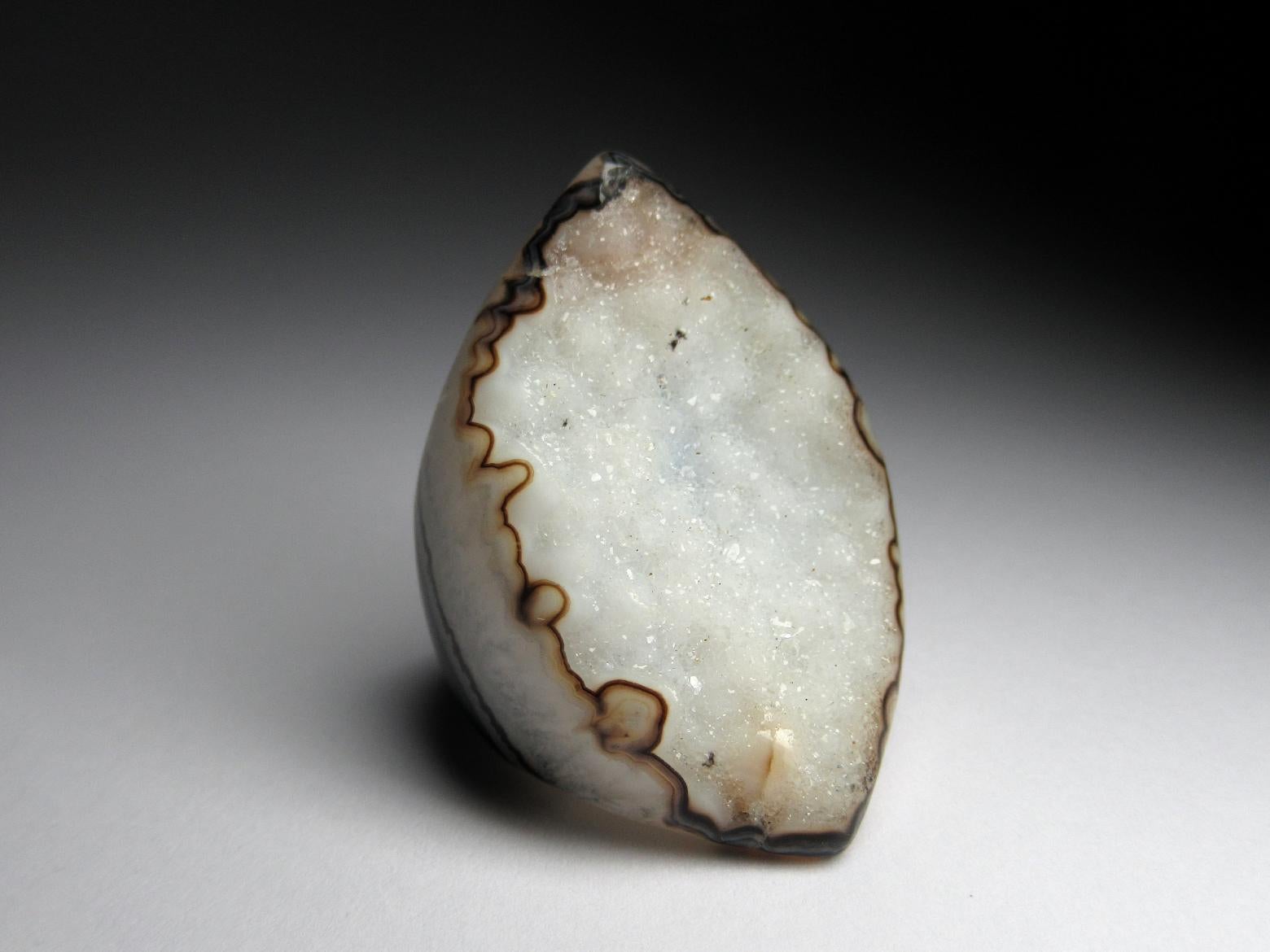 Big Druzy Quartz Ring Pale Blue Raw Uncut Eye Shape Gemstone Unusual Ring Unisex For Sale 2