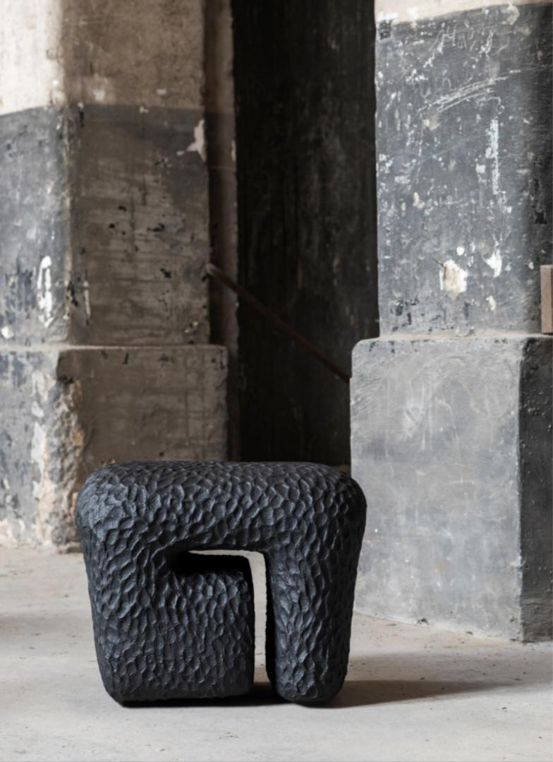 Big Duzhyi stool by Victoria Yakusha
Dimensions: D 84 x W 30 x H 56.5 cm.
Material: Hand-sculpted in the author's signature sustainable material Ztista - a blend of paper, clay, hay, and other live elements conceived to one day return to nature and