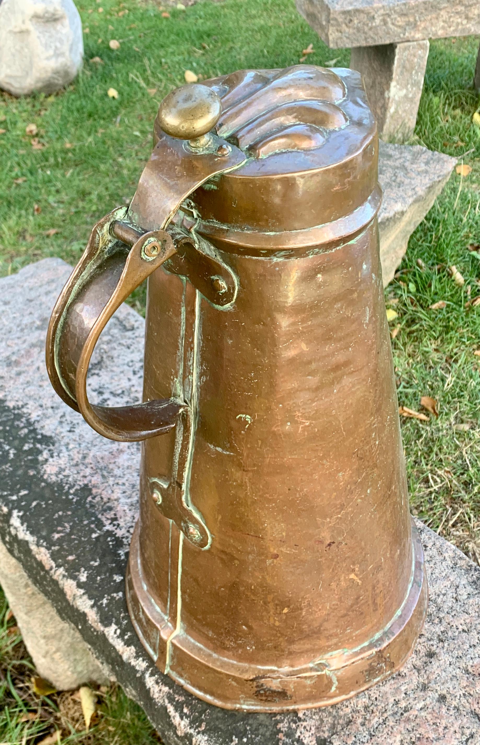 Big Early 19th Century Copper French Tankard 5