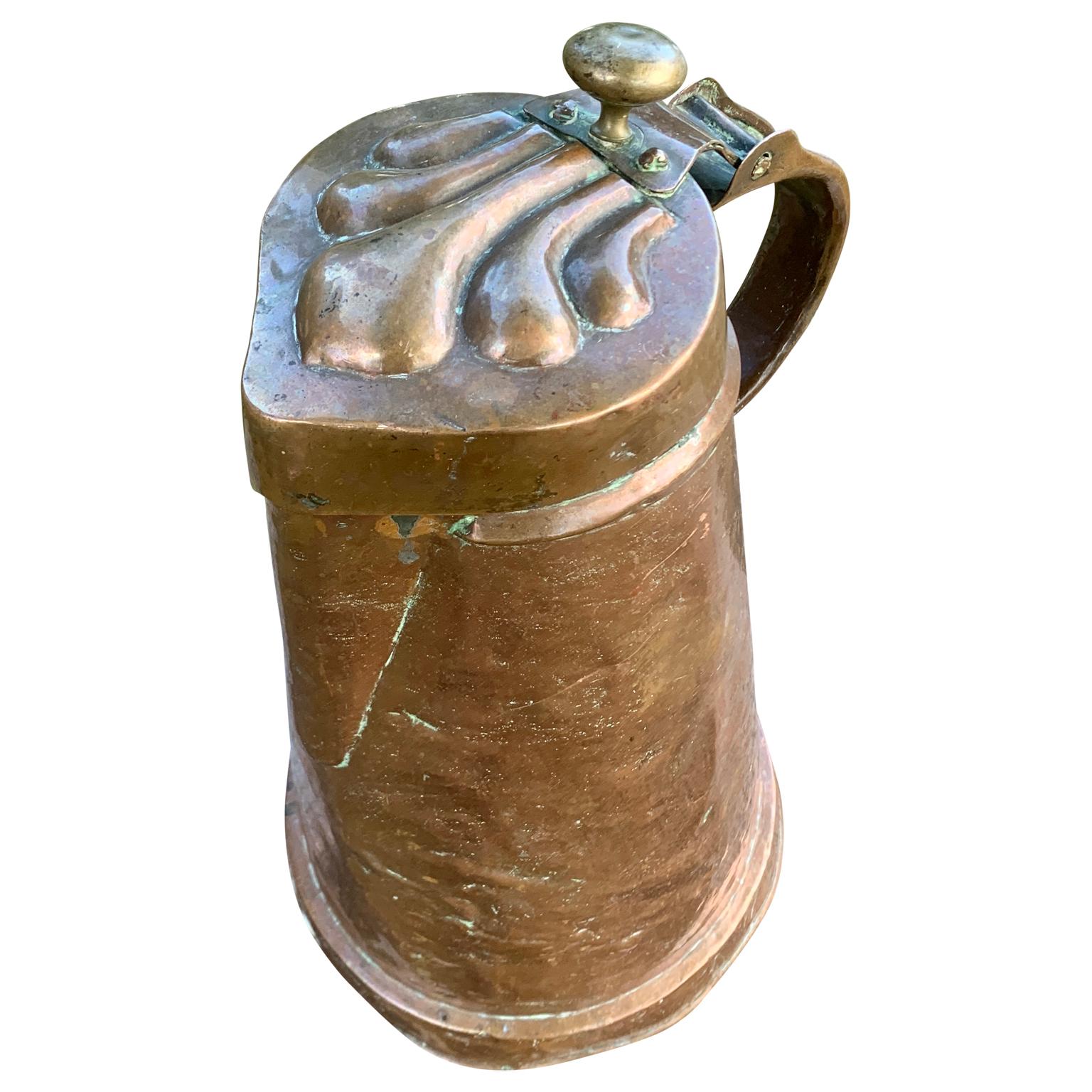 Big Early 19th Century Copper French Tankard 1